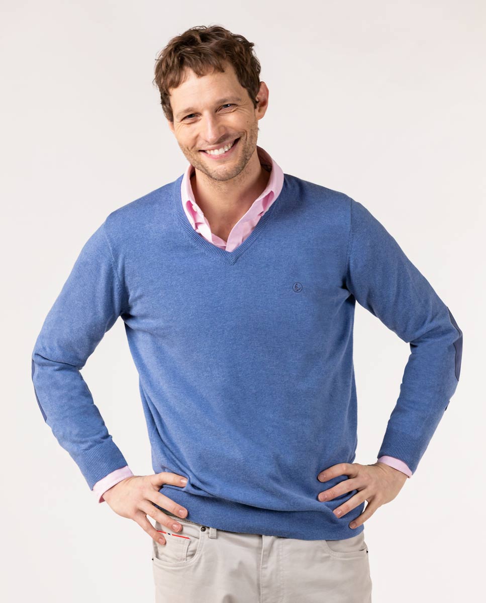 Blue V-Neck Jumper