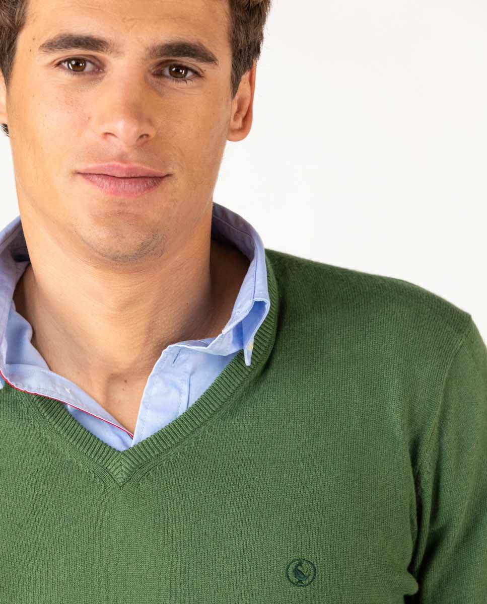 Dark green V-Neck Jumper
