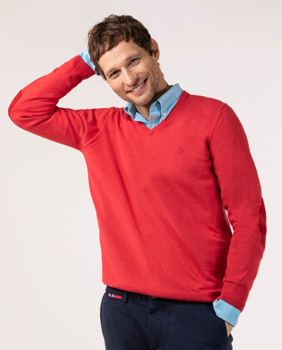 Red V-Neck Jumper