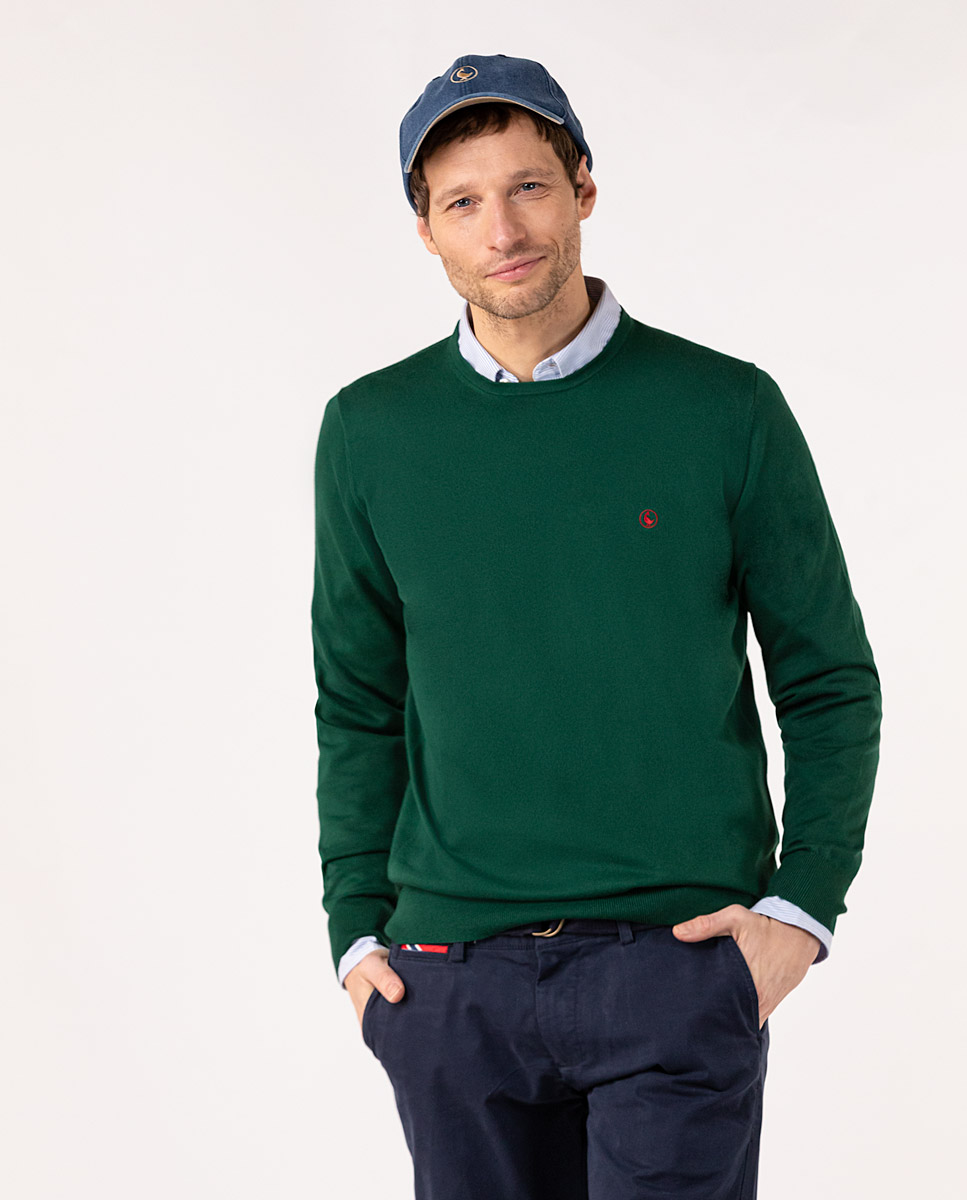 Green Supima Jumper W Crew Neck