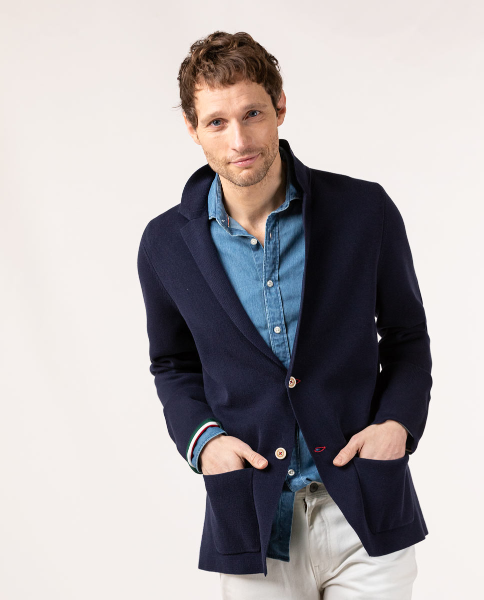 Navy Knit Blazer