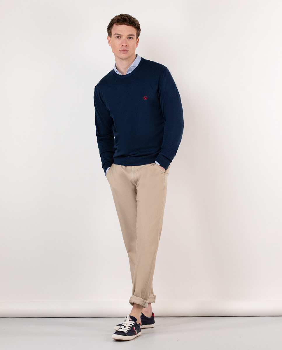 Jersey Cuello Caja Garment Dyed Marino