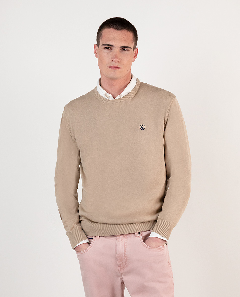 Jersey Cuello Caja Garment Dyed Beige