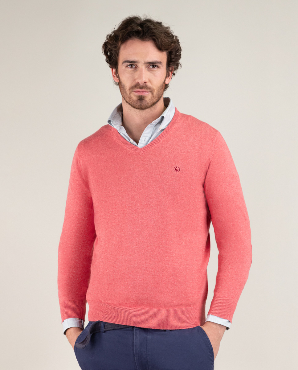 Jersey Cuello Pico Coderas Coral