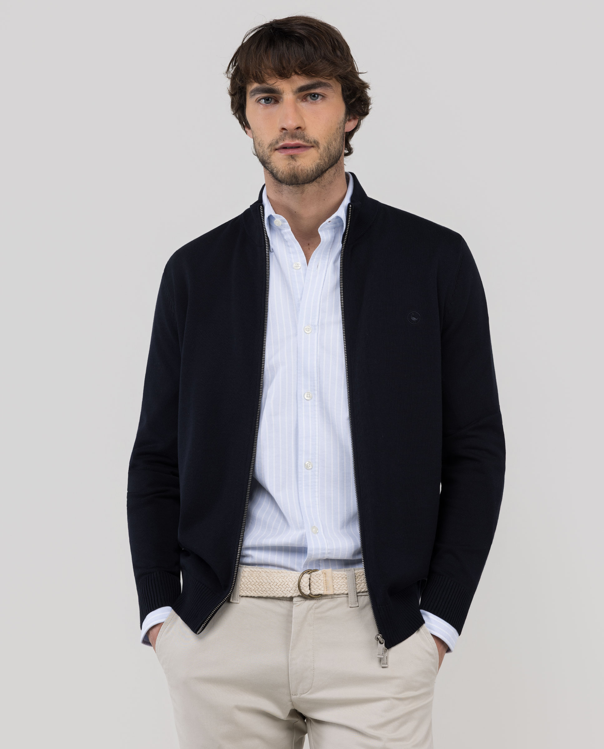 Navy Zip Cardigan