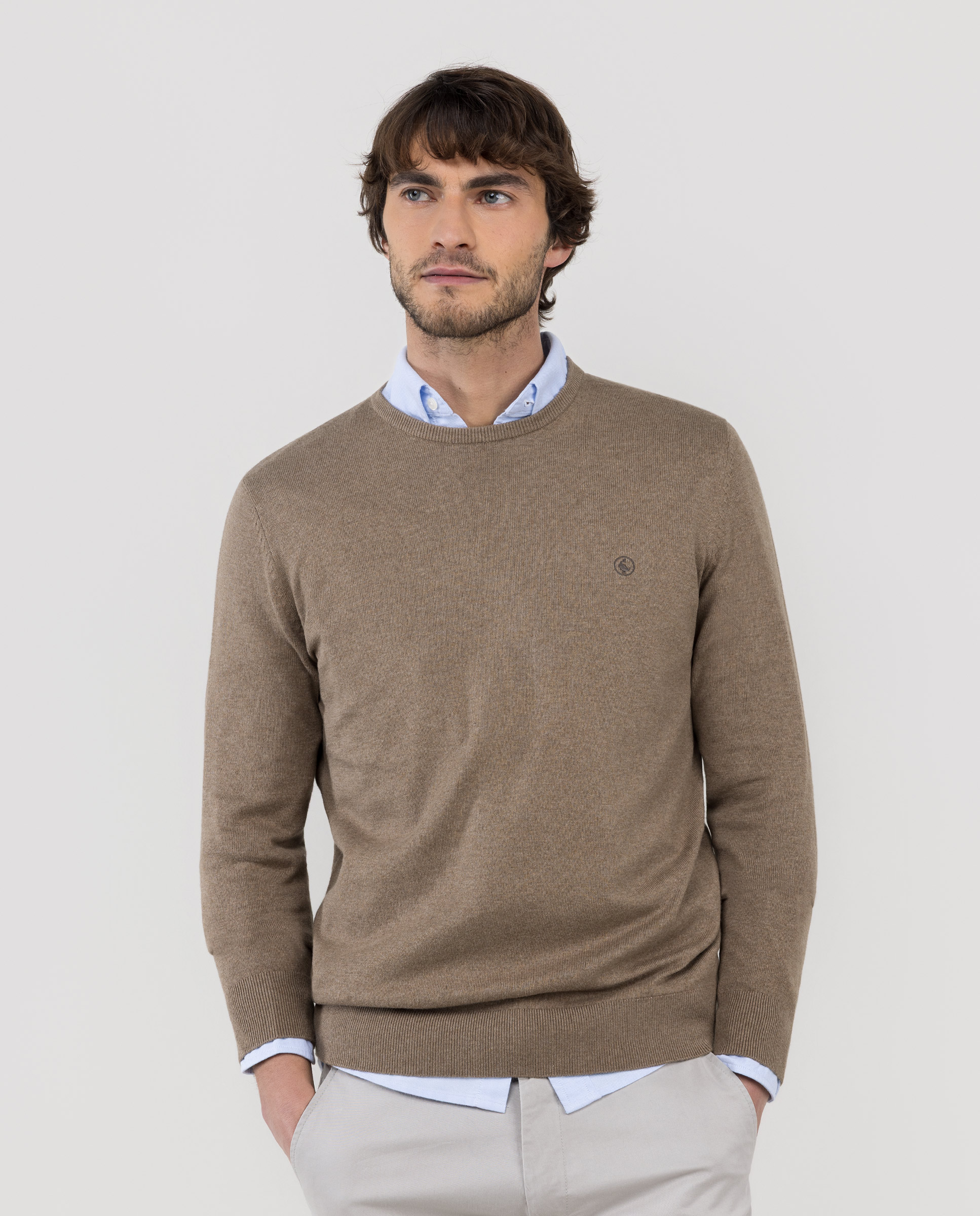 Taupe Crew Neck Sweater