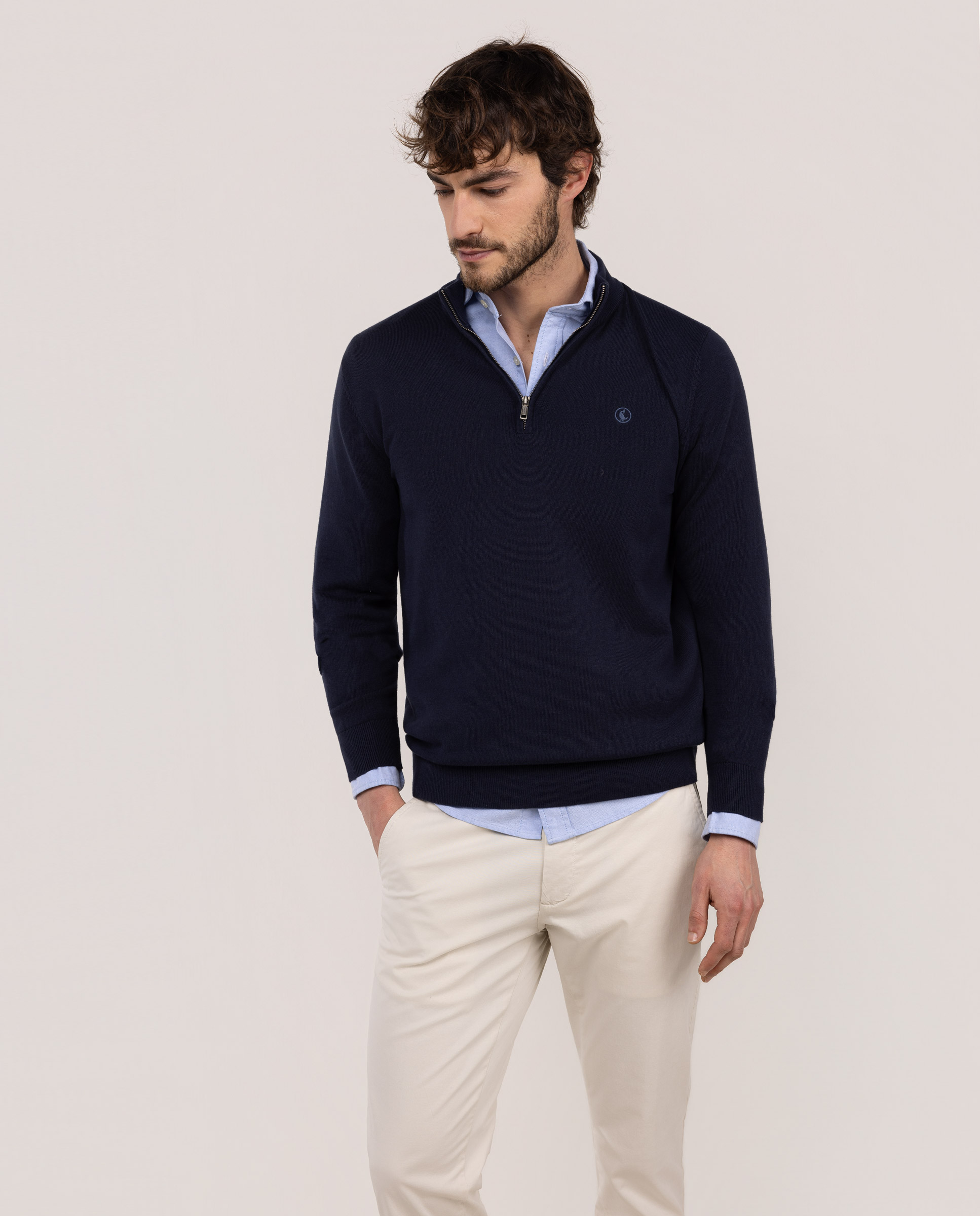 Jersey Cuello Cremallera Marino