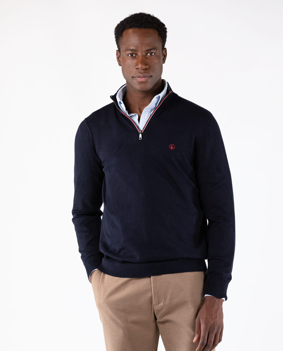 Jersey Cuello Cremallera Marino