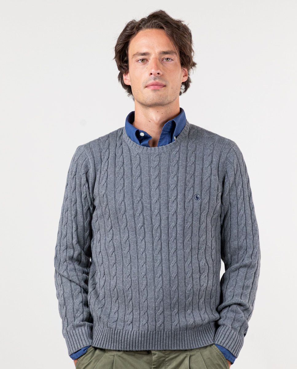 Jersey Cuello Caja Cables Gris
