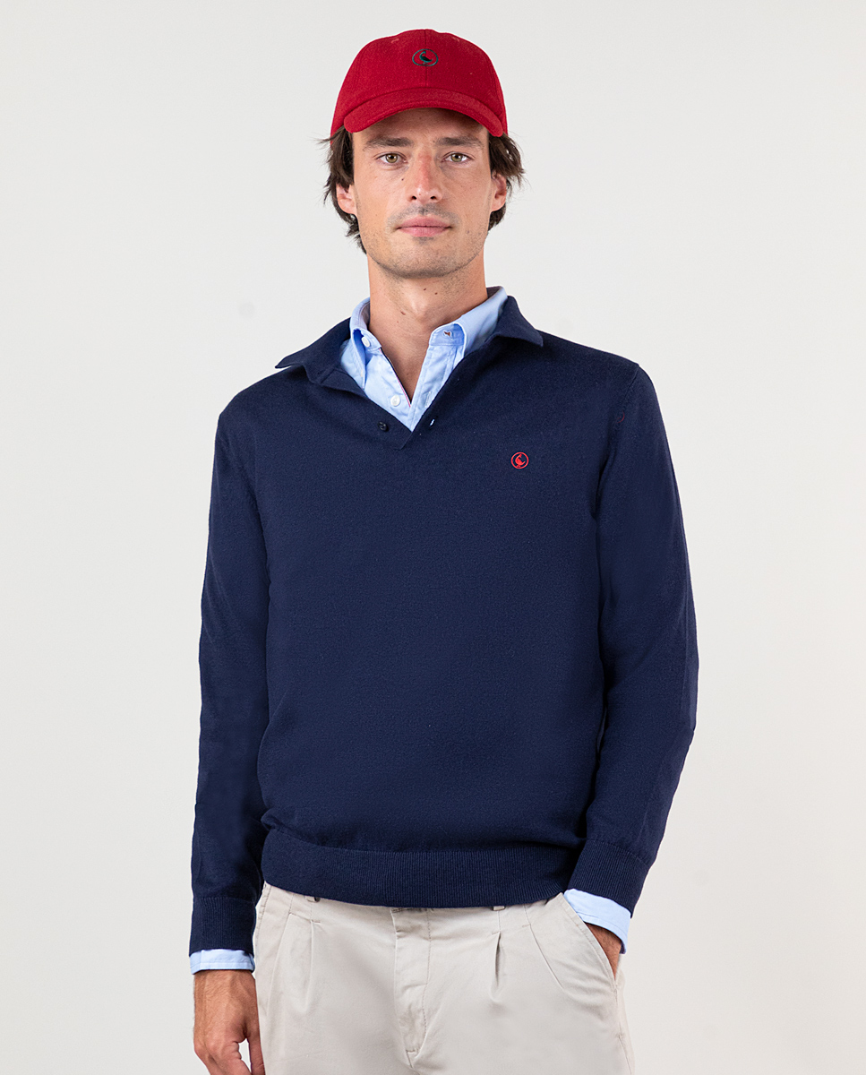 Navy Polo Neck Jumper