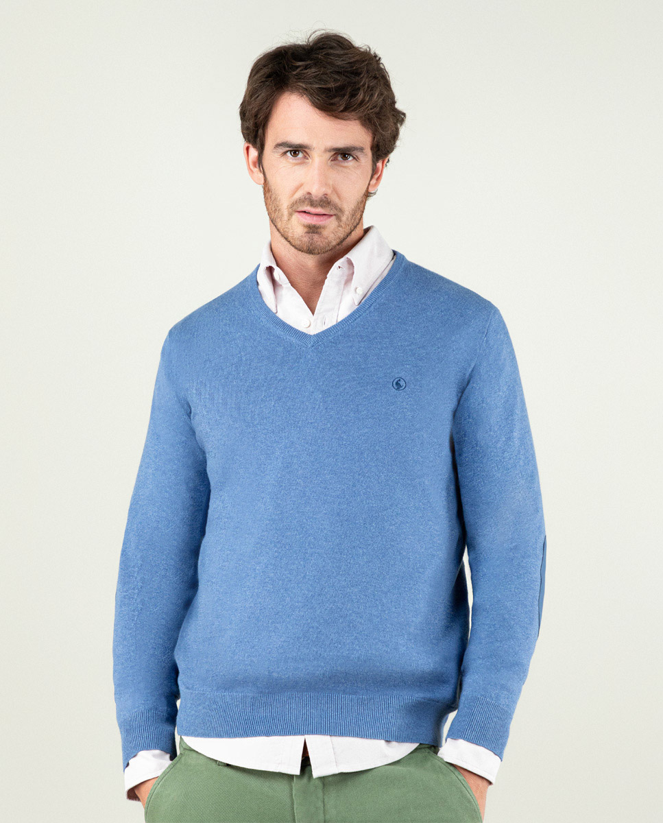 Jersey Cuello Pico Coderas Azul