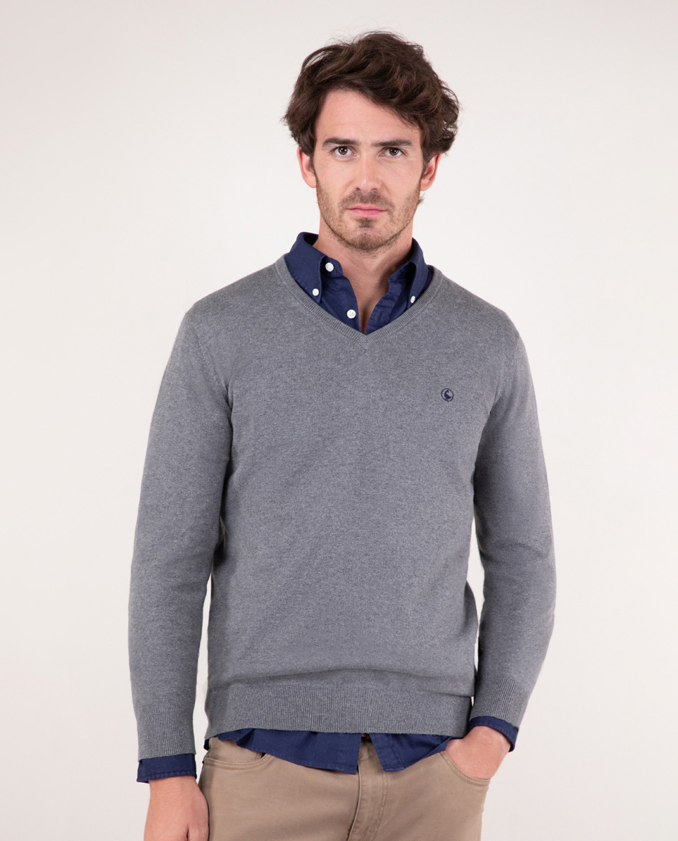 Jersey Cuello Pico Gris 