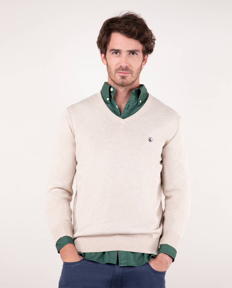 Jersey Cuello Pico Beige