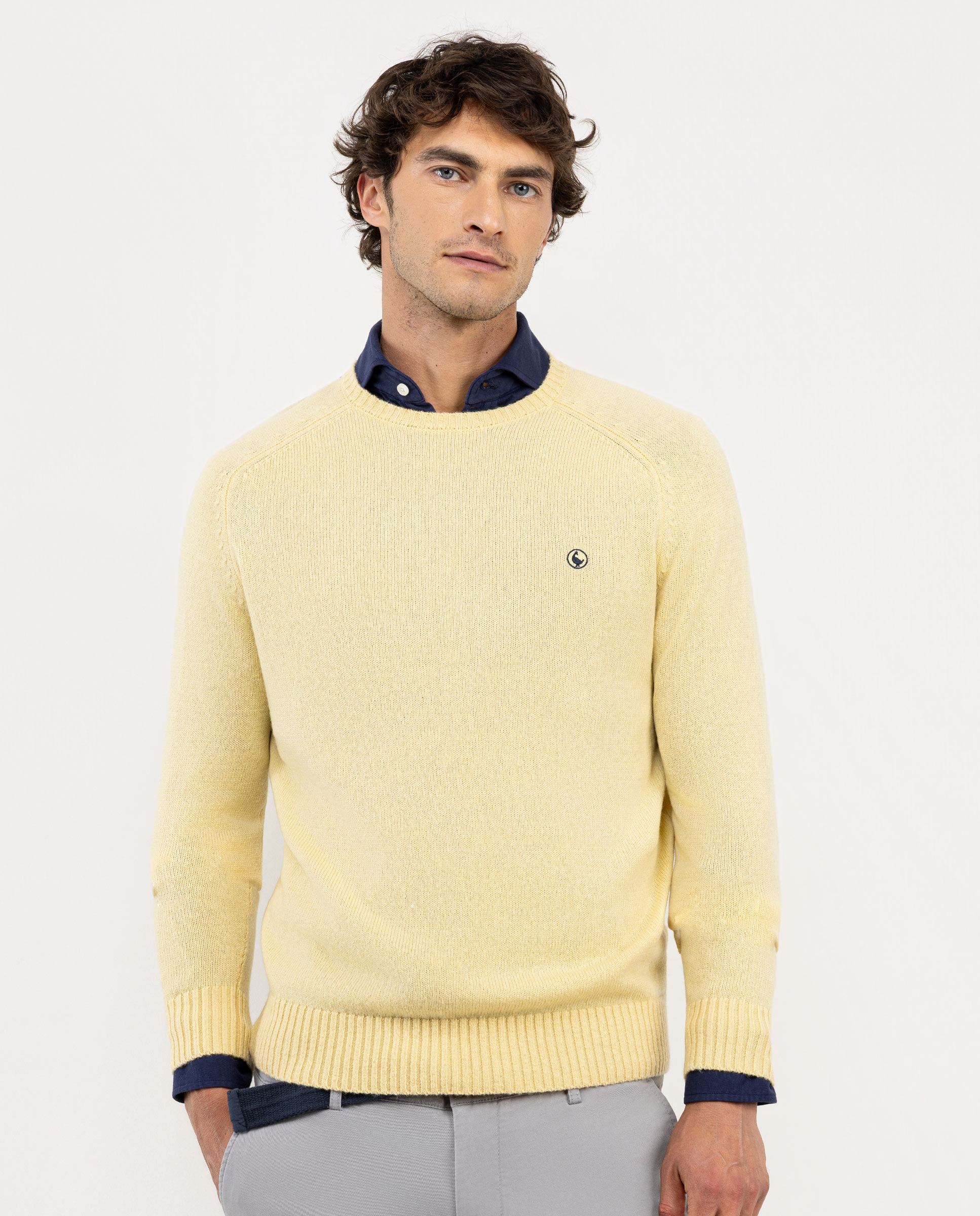 Yellow Merino Jumper W Crew Neck