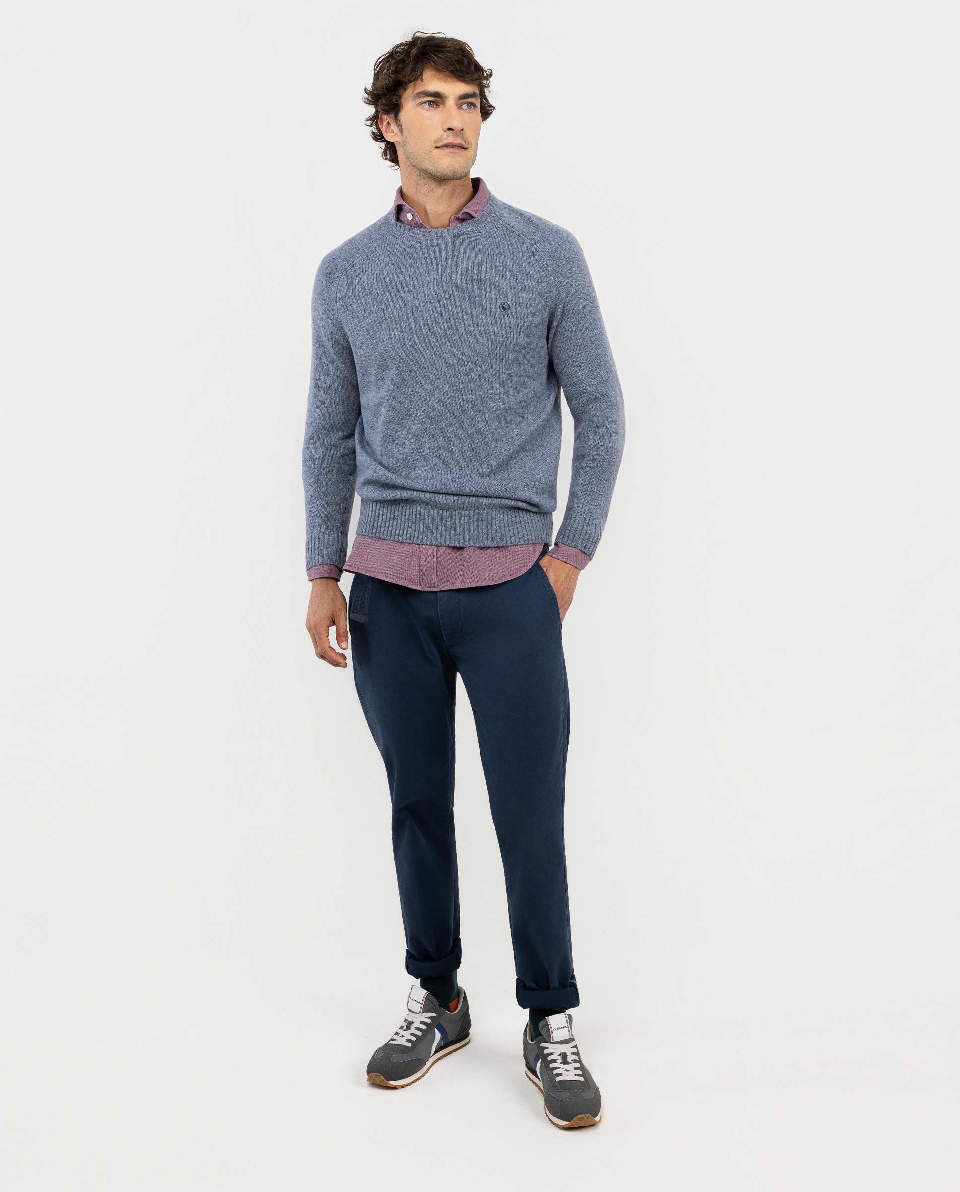 Grey Merino Jumper W Crew Neck