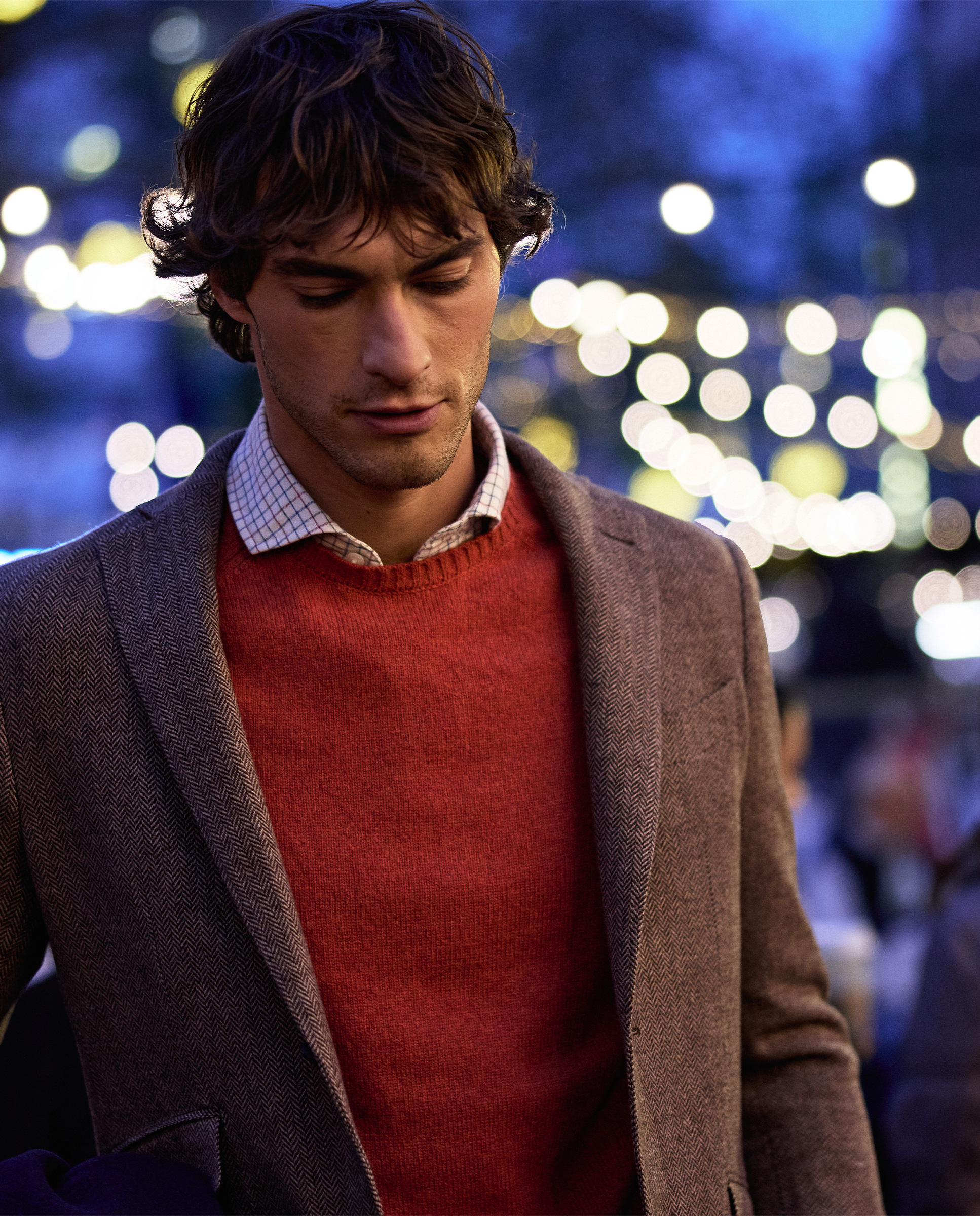 Orange Merino Jumper W Crew Neck