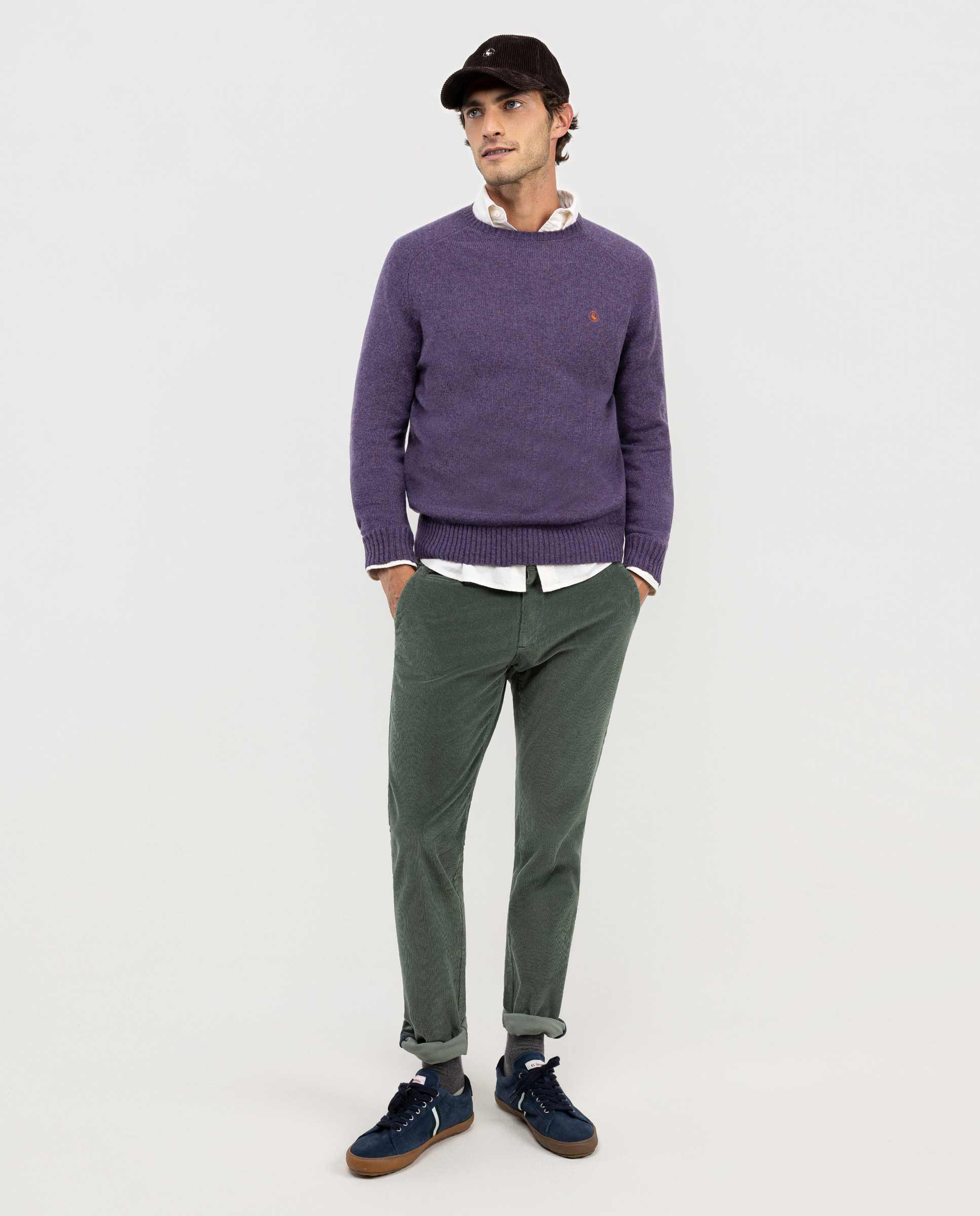 Purple Merino Jumper W Crew Neck
