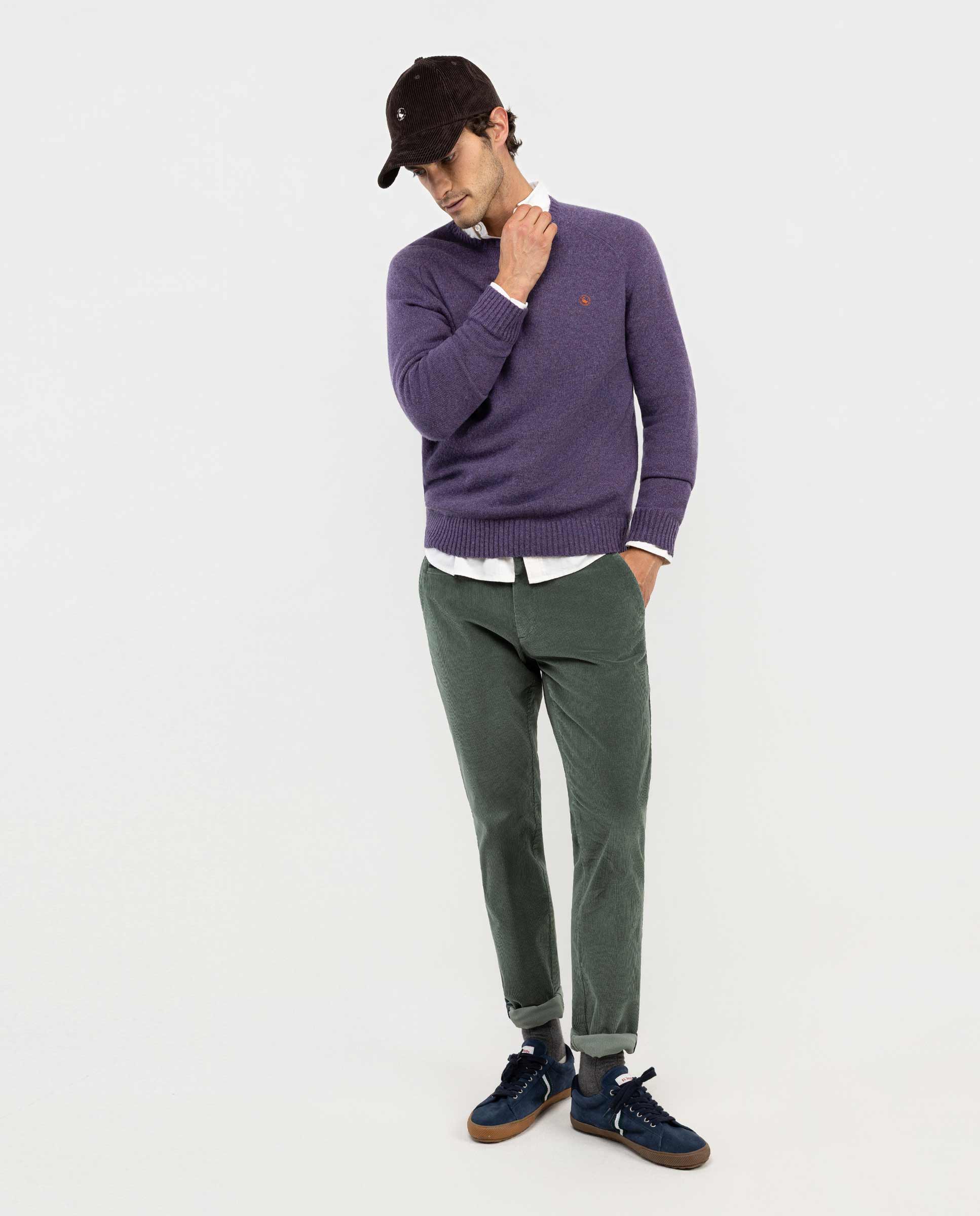 Purple Merino Jumper W Crew Neck