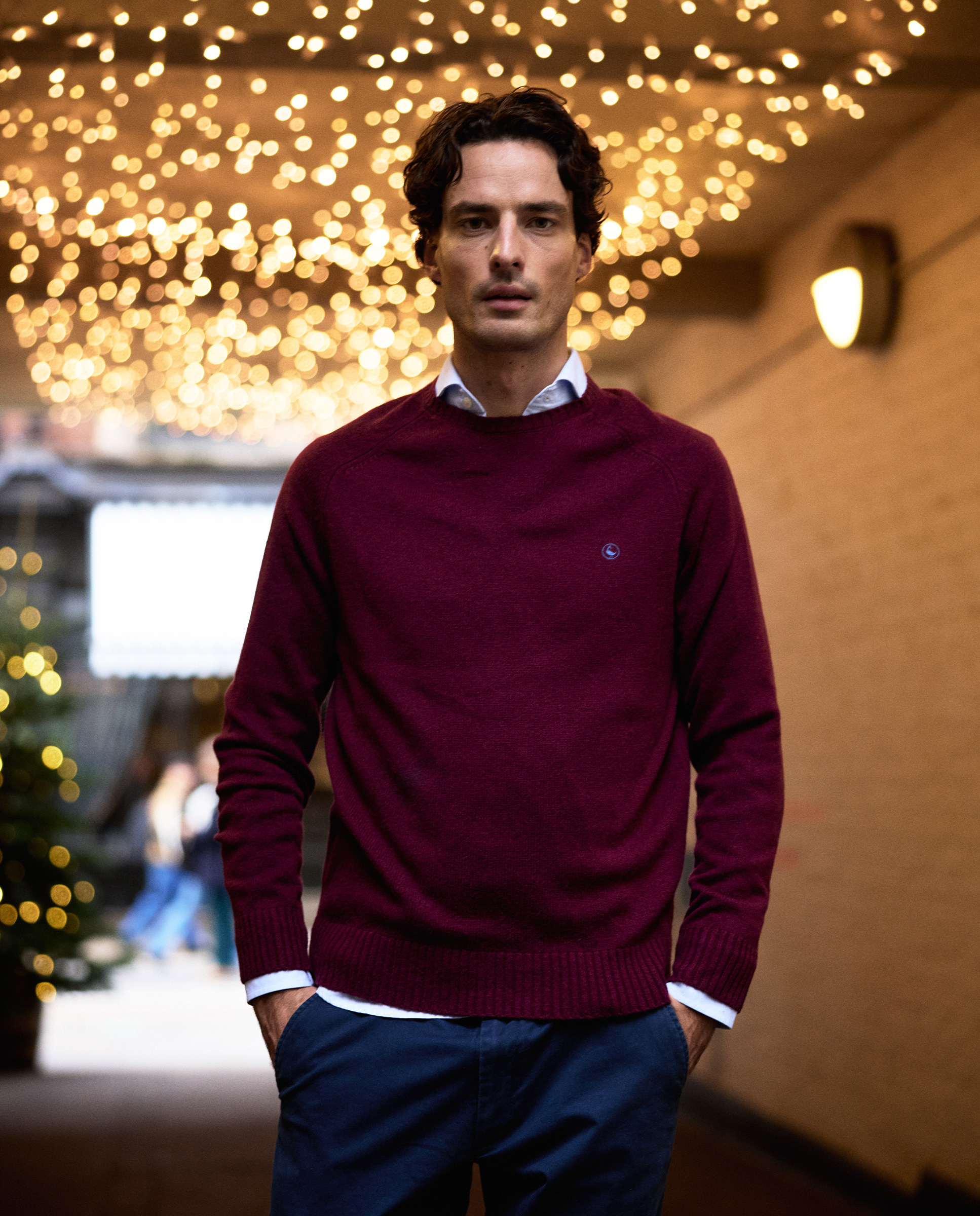 Maroon Merino Jumper W Crew Neck
