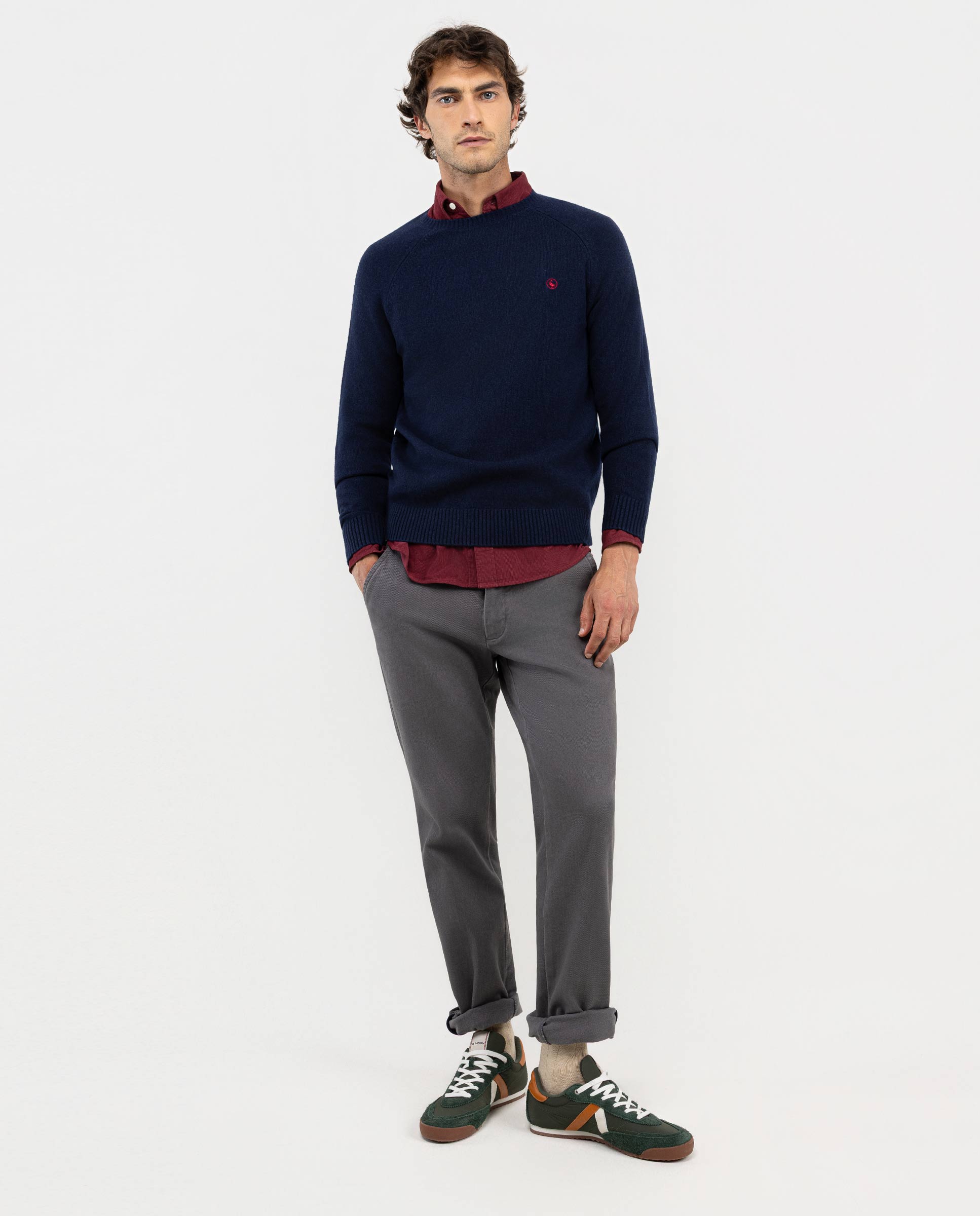 Navy Merino Jumper W Crew Neck