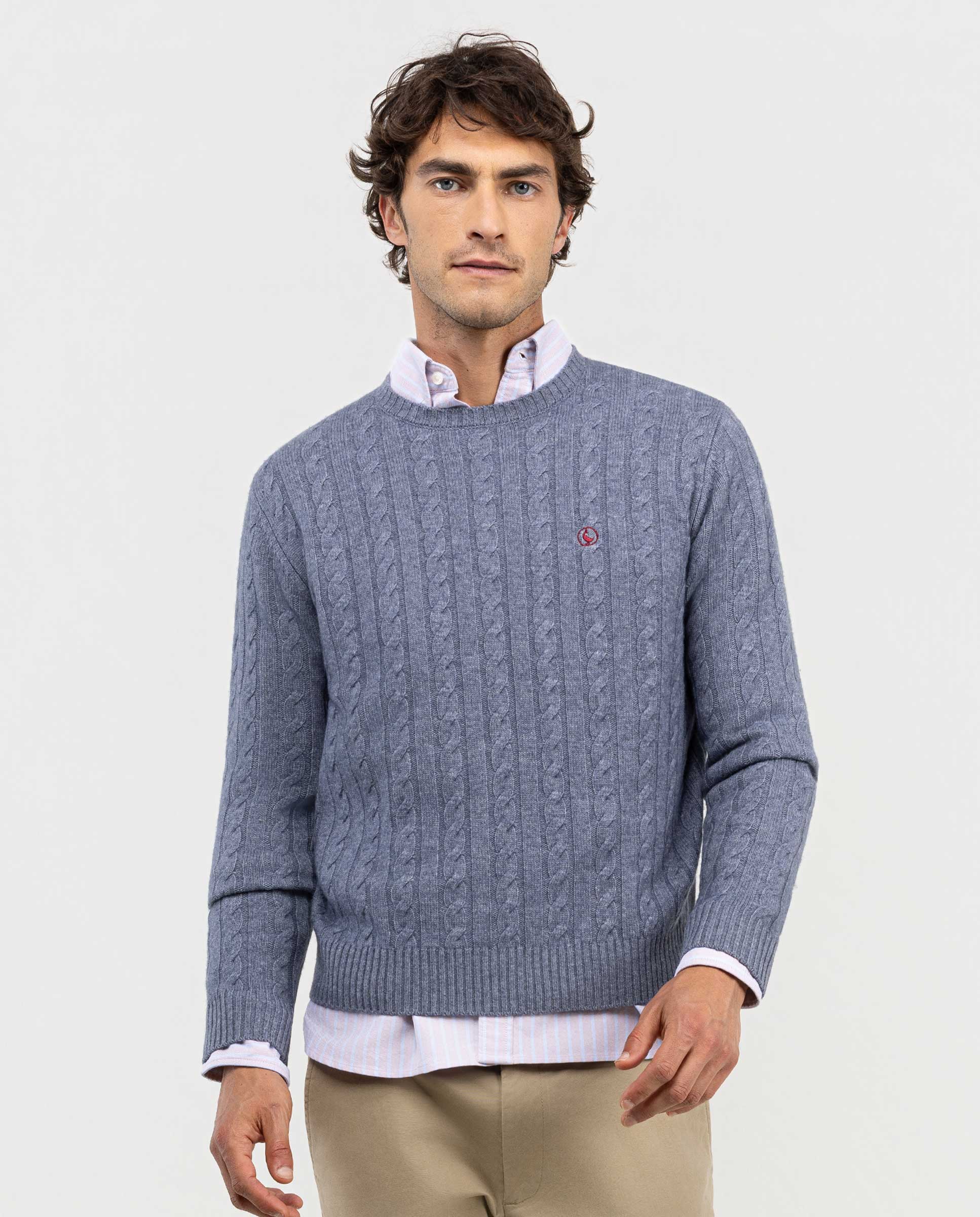 Jersey de Ochos Cuello Caja Gris Azulado