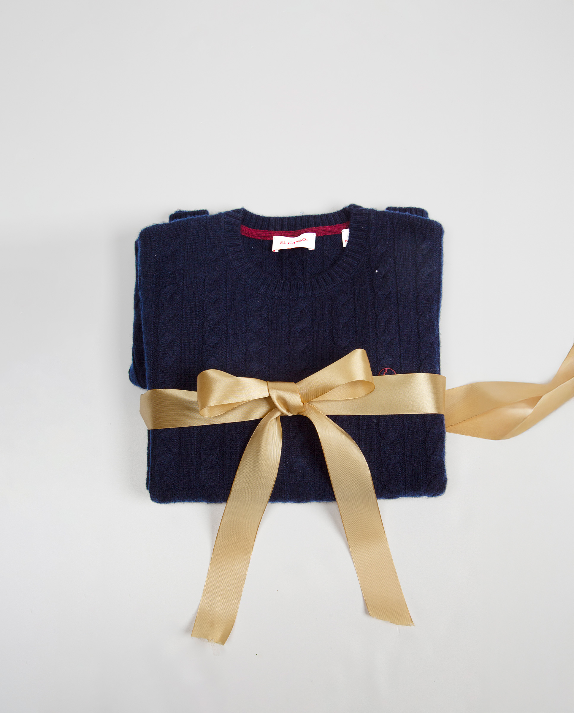 Navy Cable Knit Jumper W Crew Neck