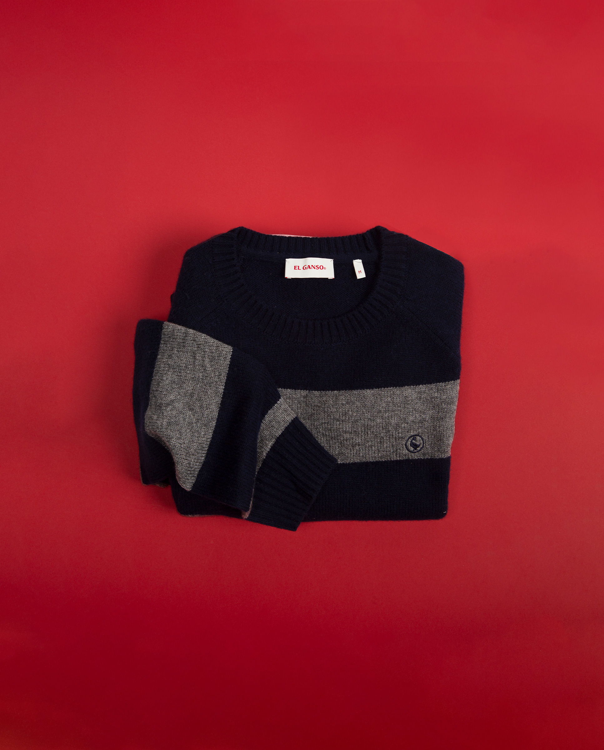 Grey Striped Jumper W Crew Neck