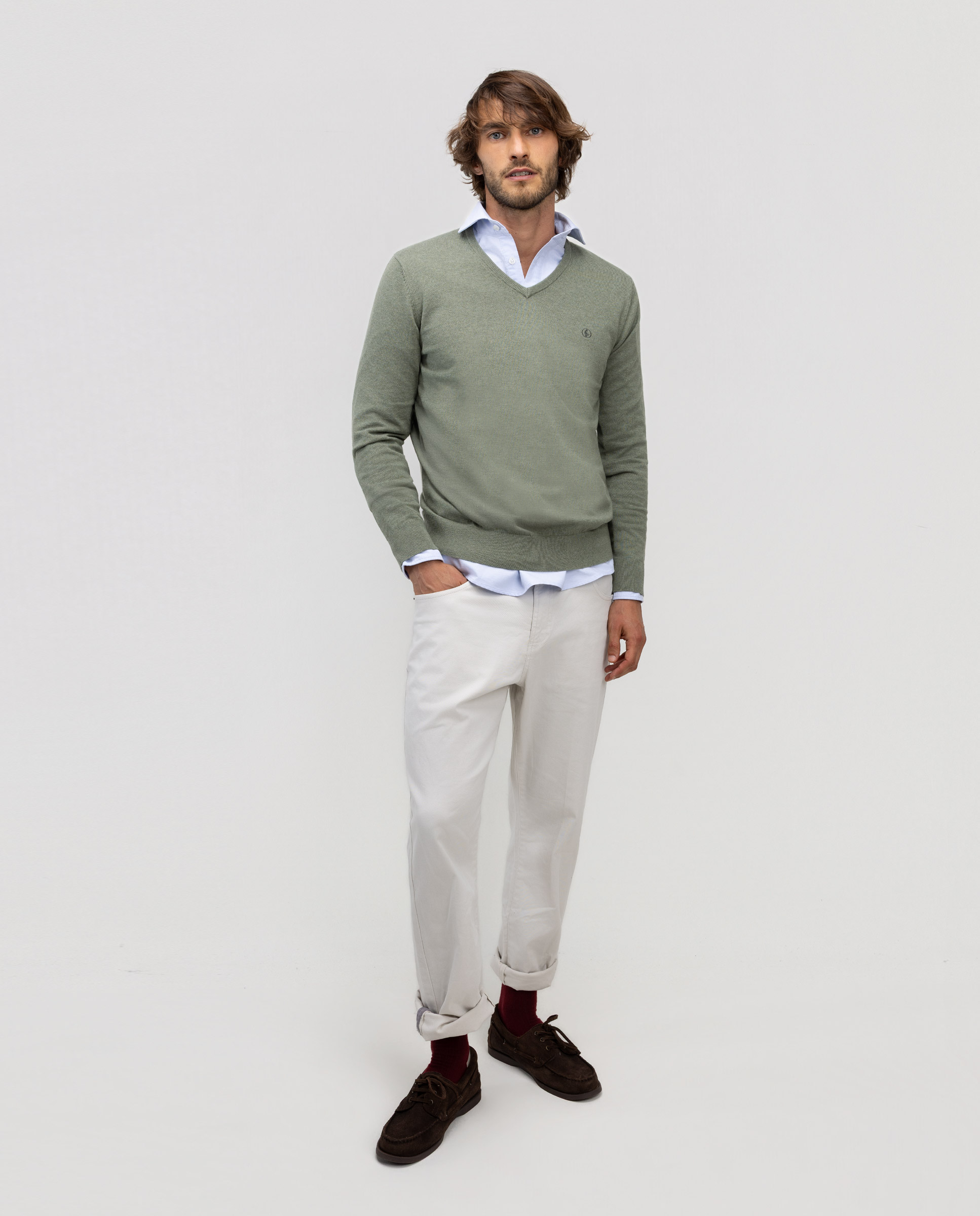 Basic Green V-Neck Sweater