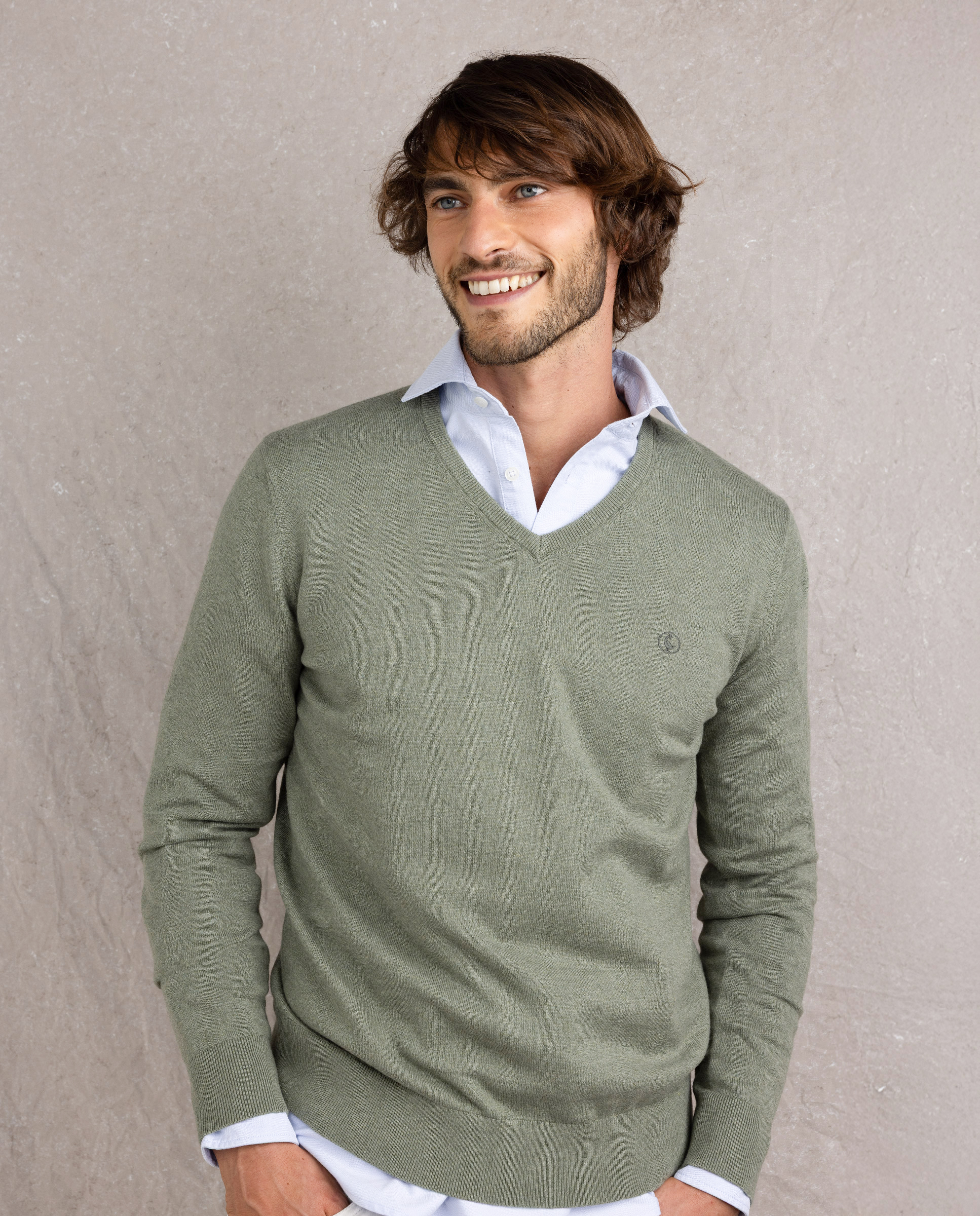 Basic Green V-Neck Sweater