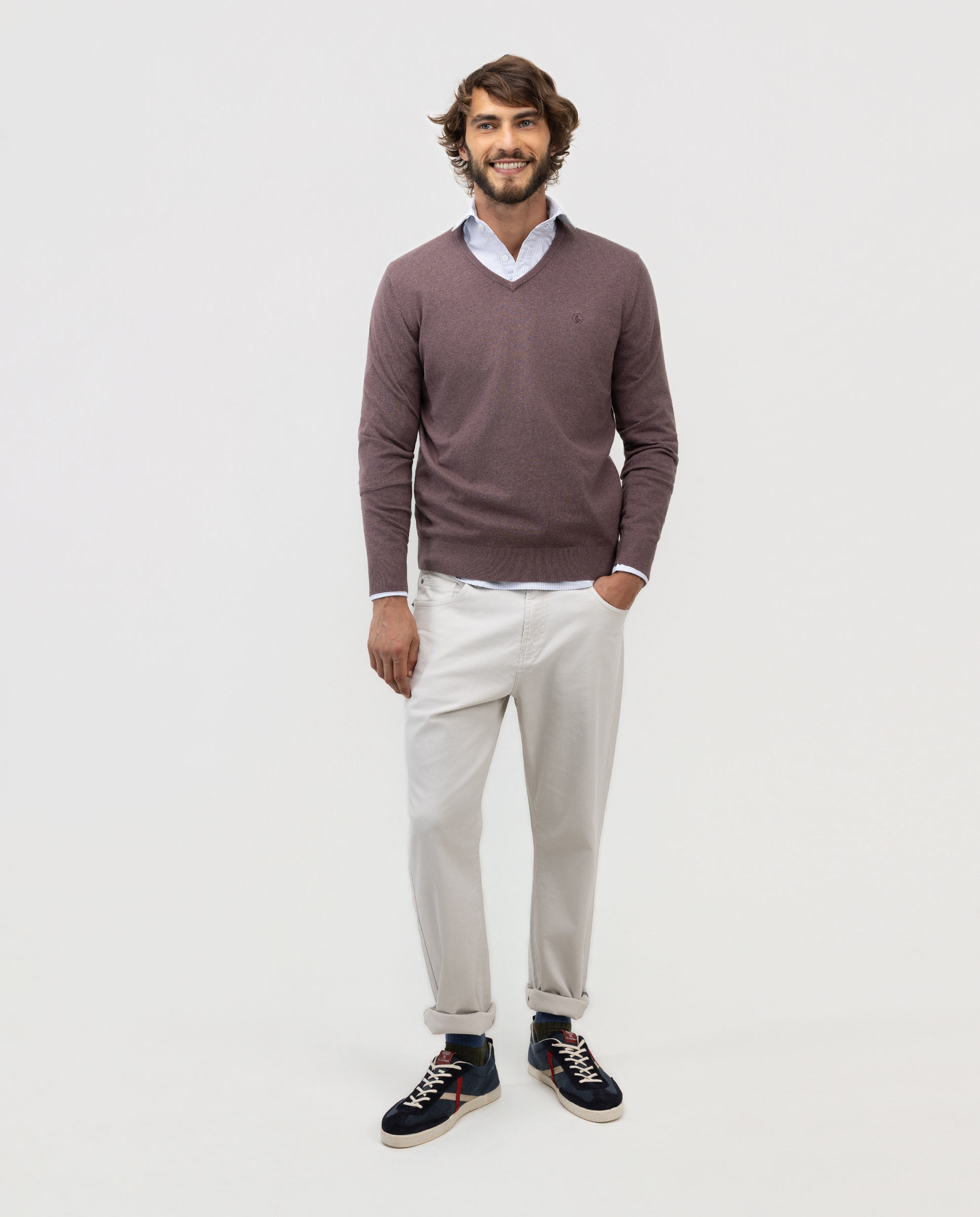 Basic V-Neck Sweater Purple