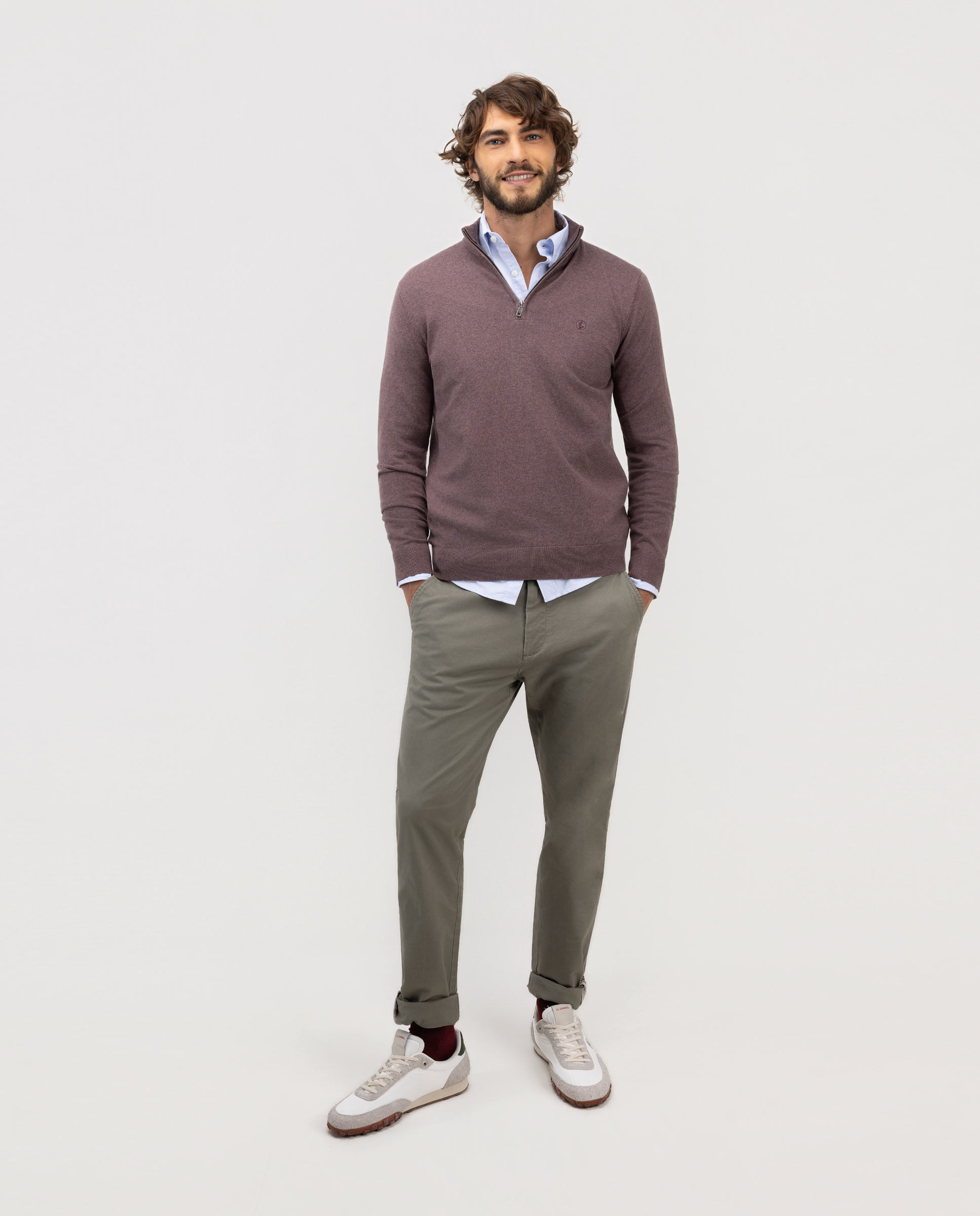 Basic Purple Trucker Neck Sweater