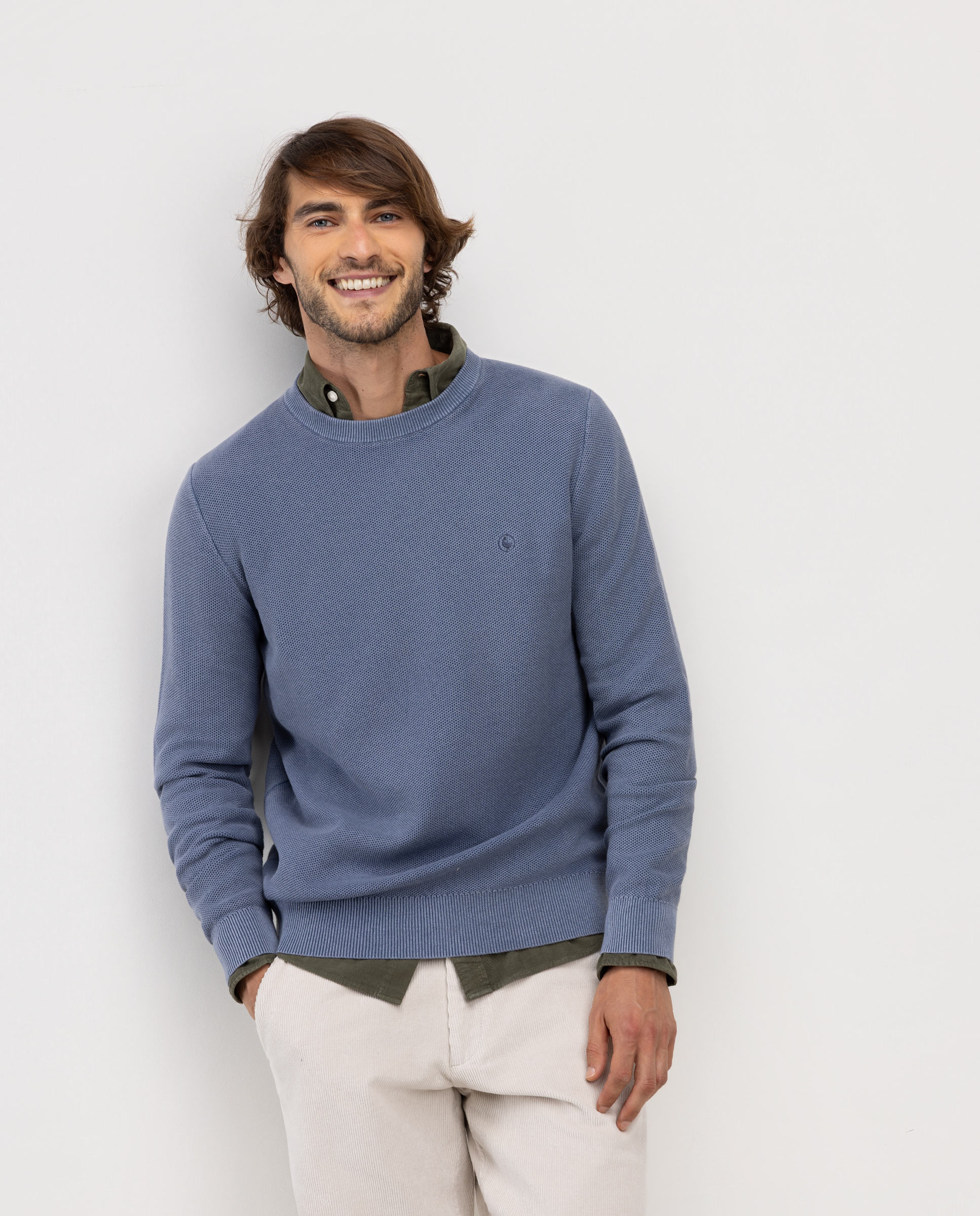 Jersey Structure Garment Dyed Medium Blue