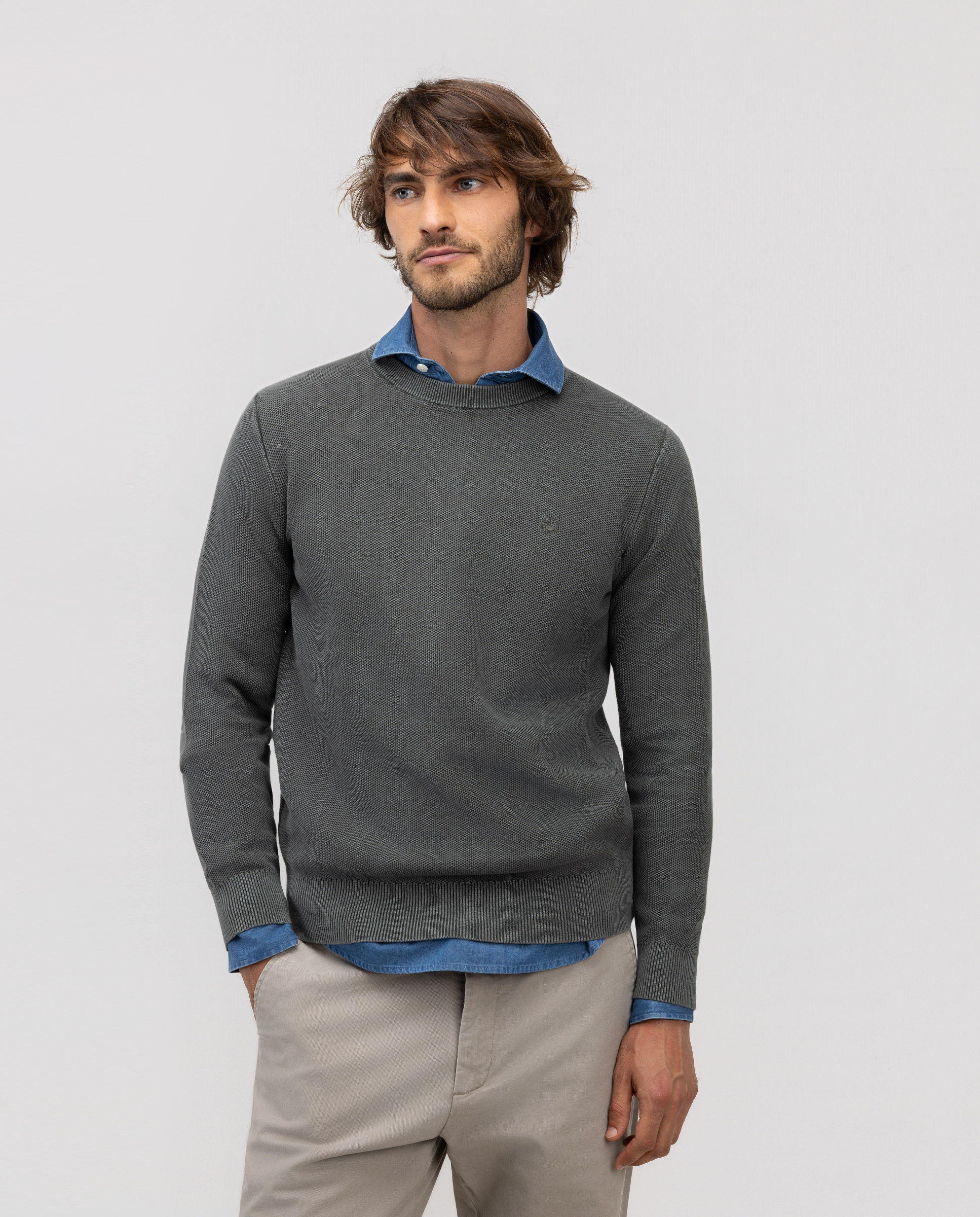 Jersey Estructura Garment Dyed Verde