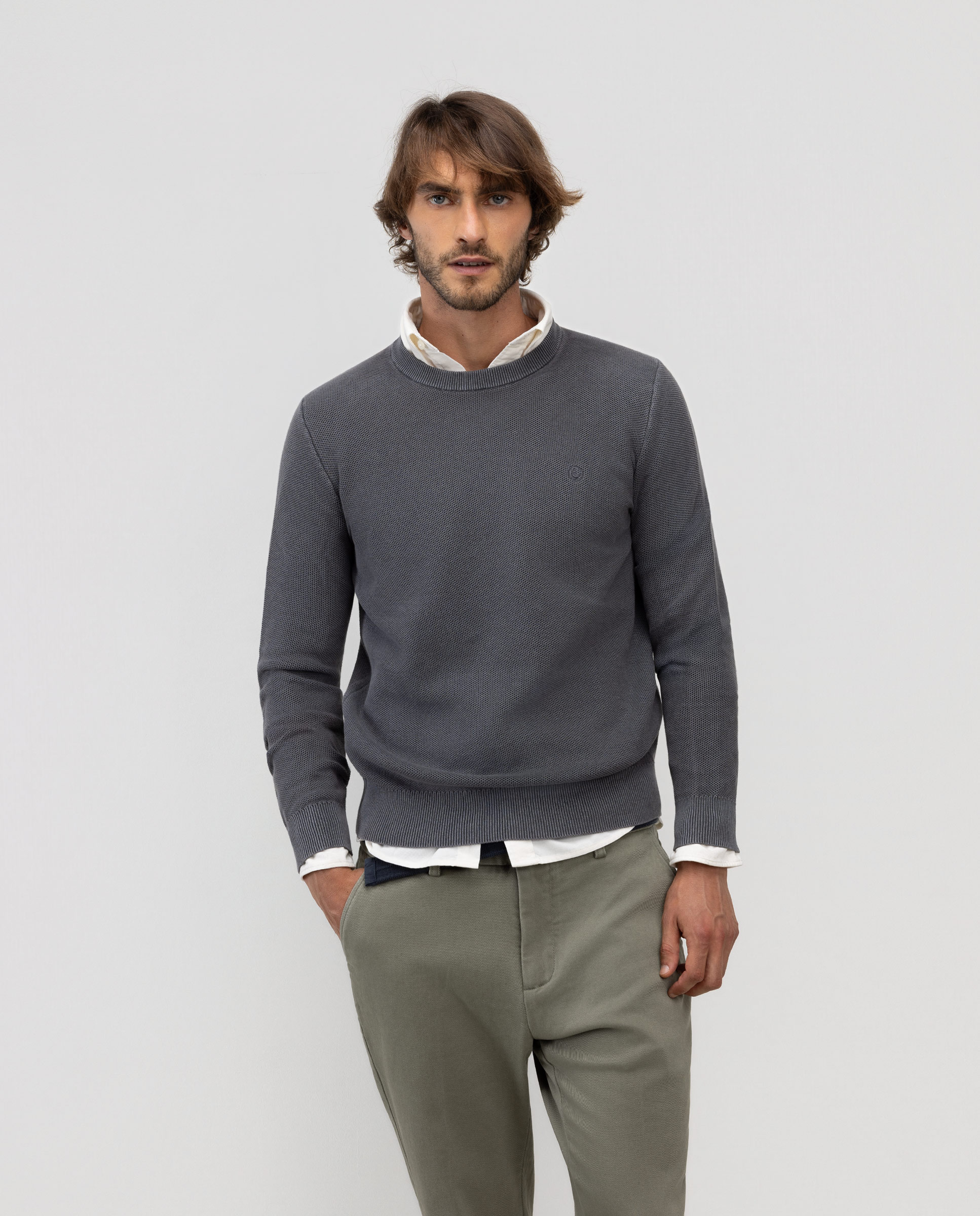 Jersey Estructura Garment Dyed Gris
