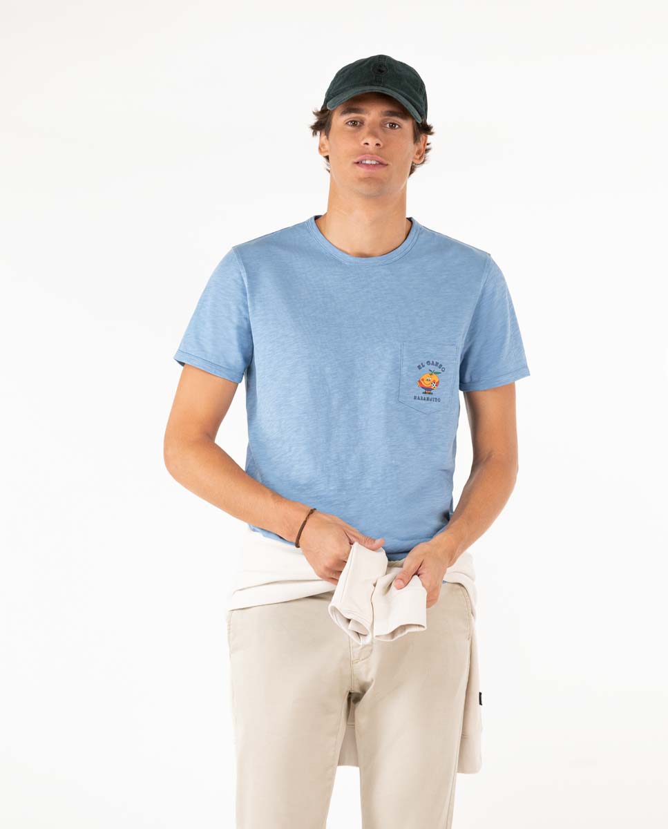 Camiseta Naranjito Estampado Vintage Azul