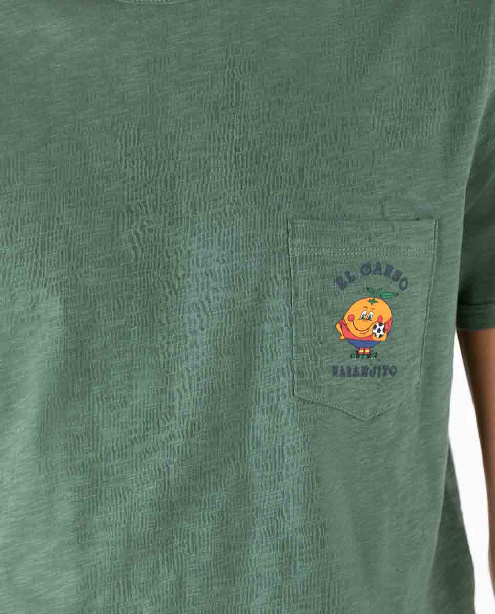 Camiseta Naranjito Estampado Vintage Verde
