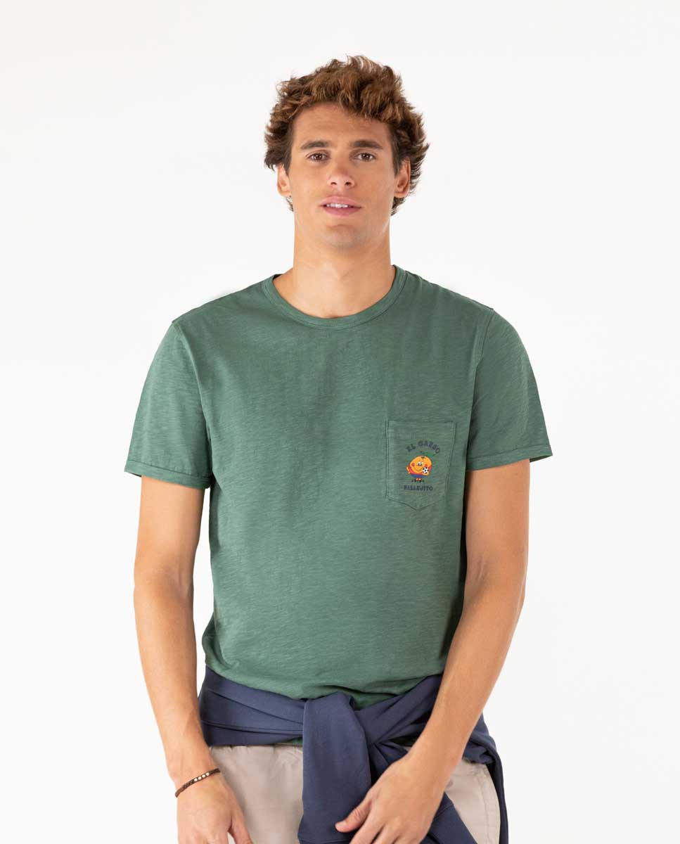 Camiseta Naranjito Estampado Vintage Verde