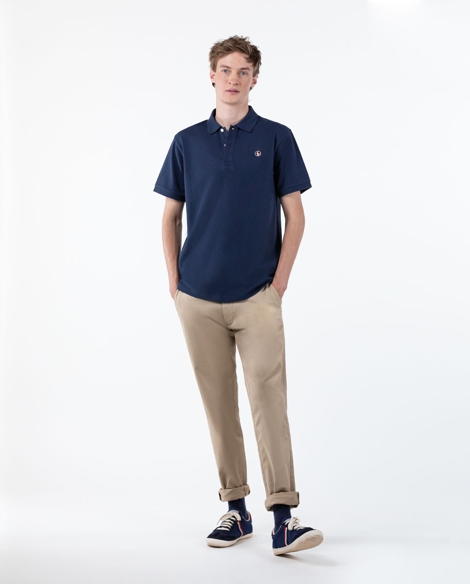 Polo Logo Bordado Aul Oscuro