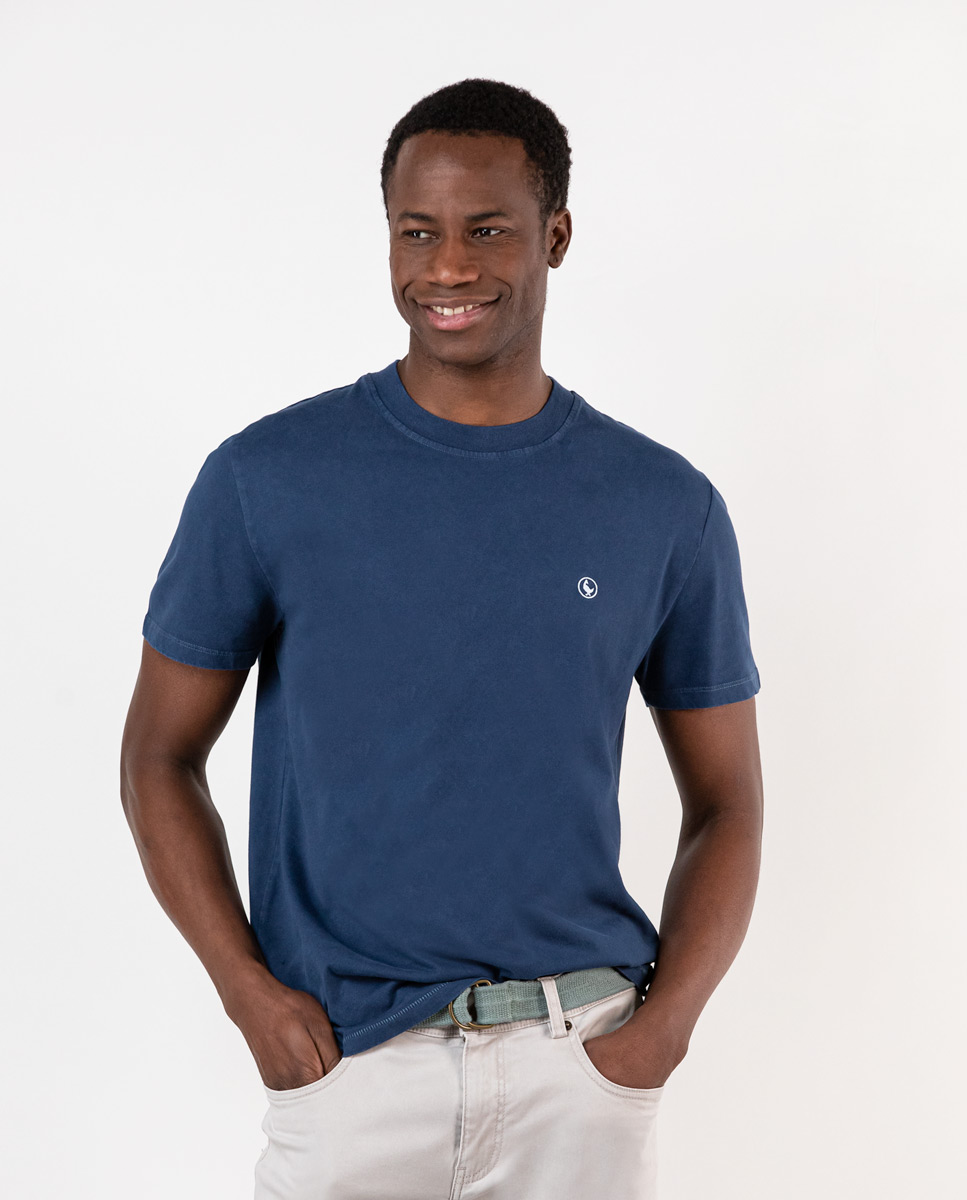 Camiseta Cuello Caja Azul Medio