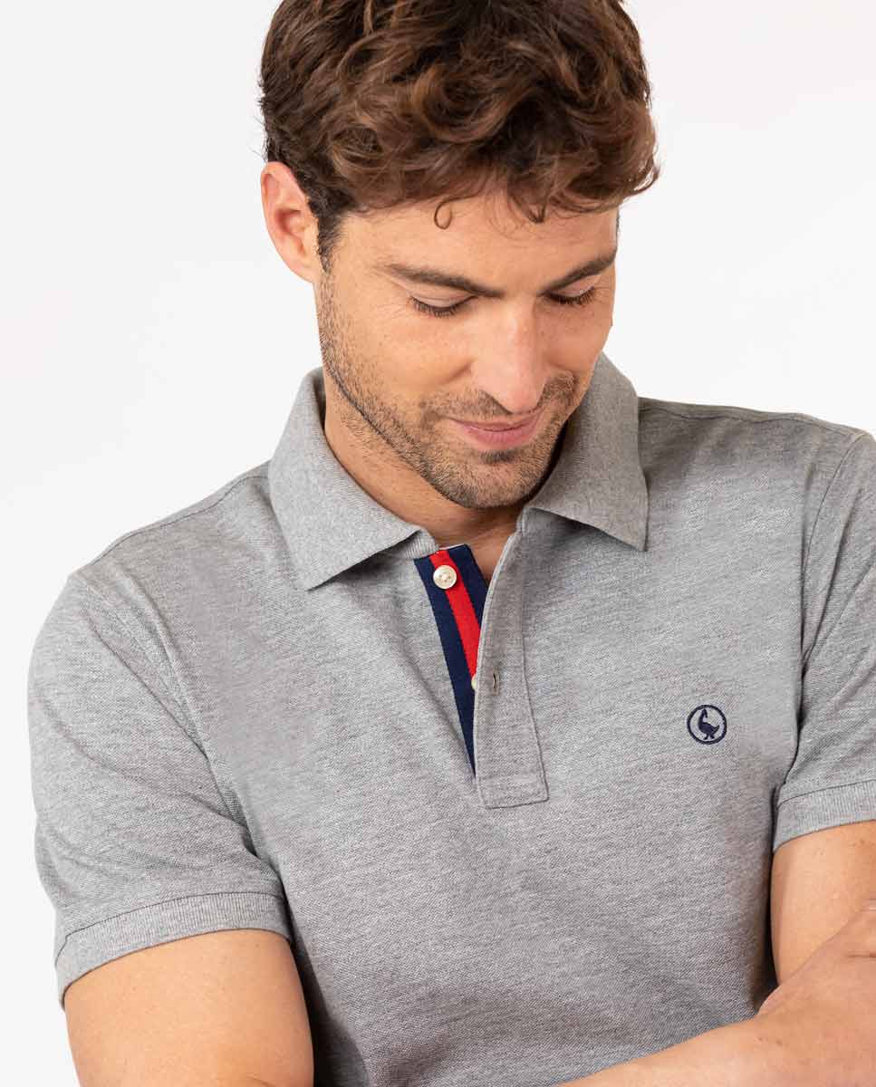 Polo Liso Gris Melange