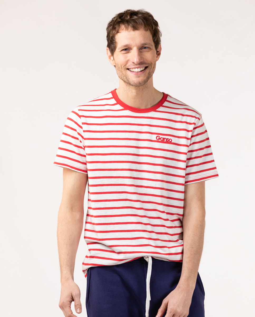 Camiseta Raya Roja Fondo Blanco