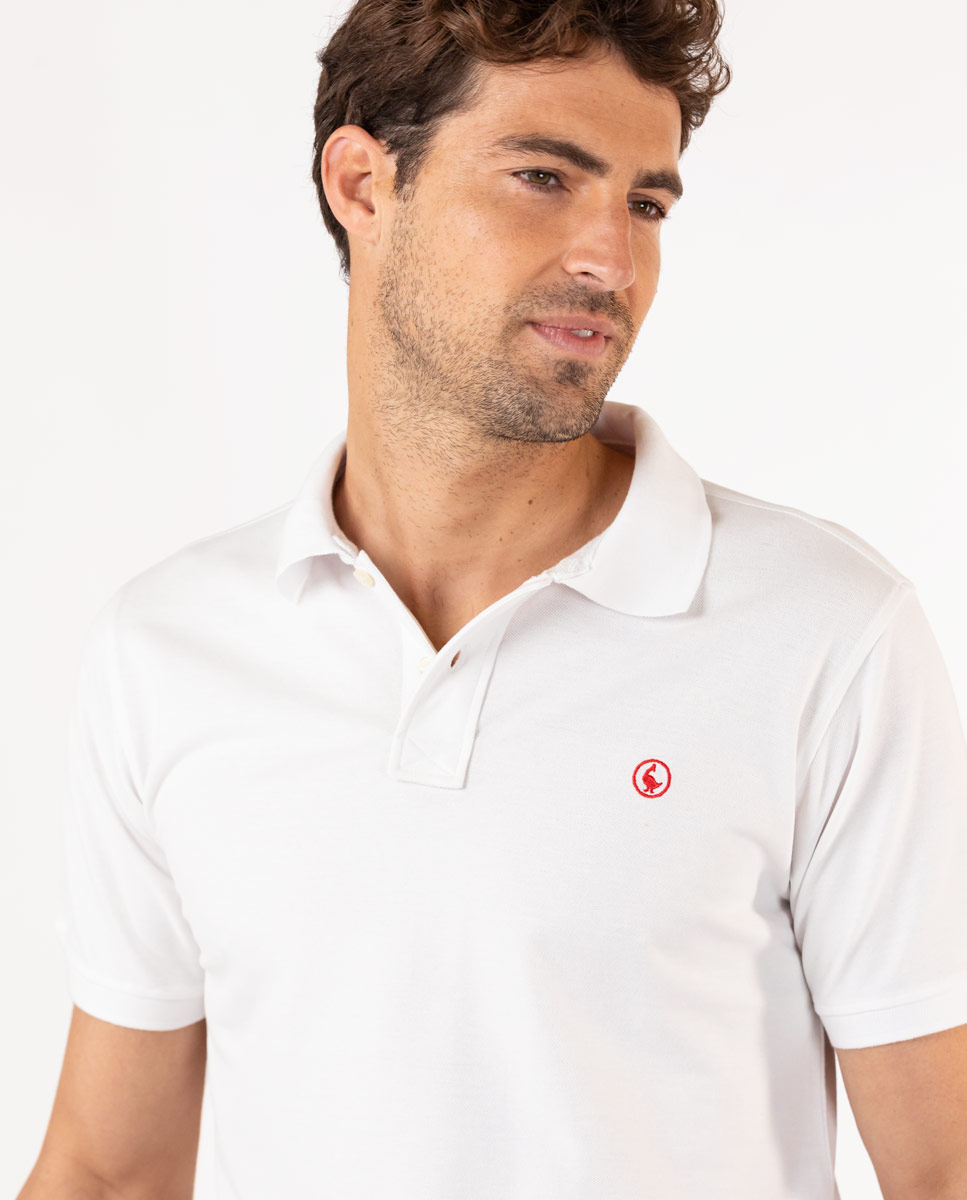 White Polo, Embroidered Logo