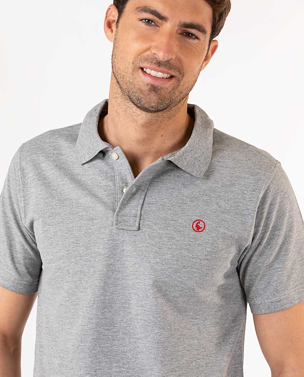 Polo Logo Bordado Gris
