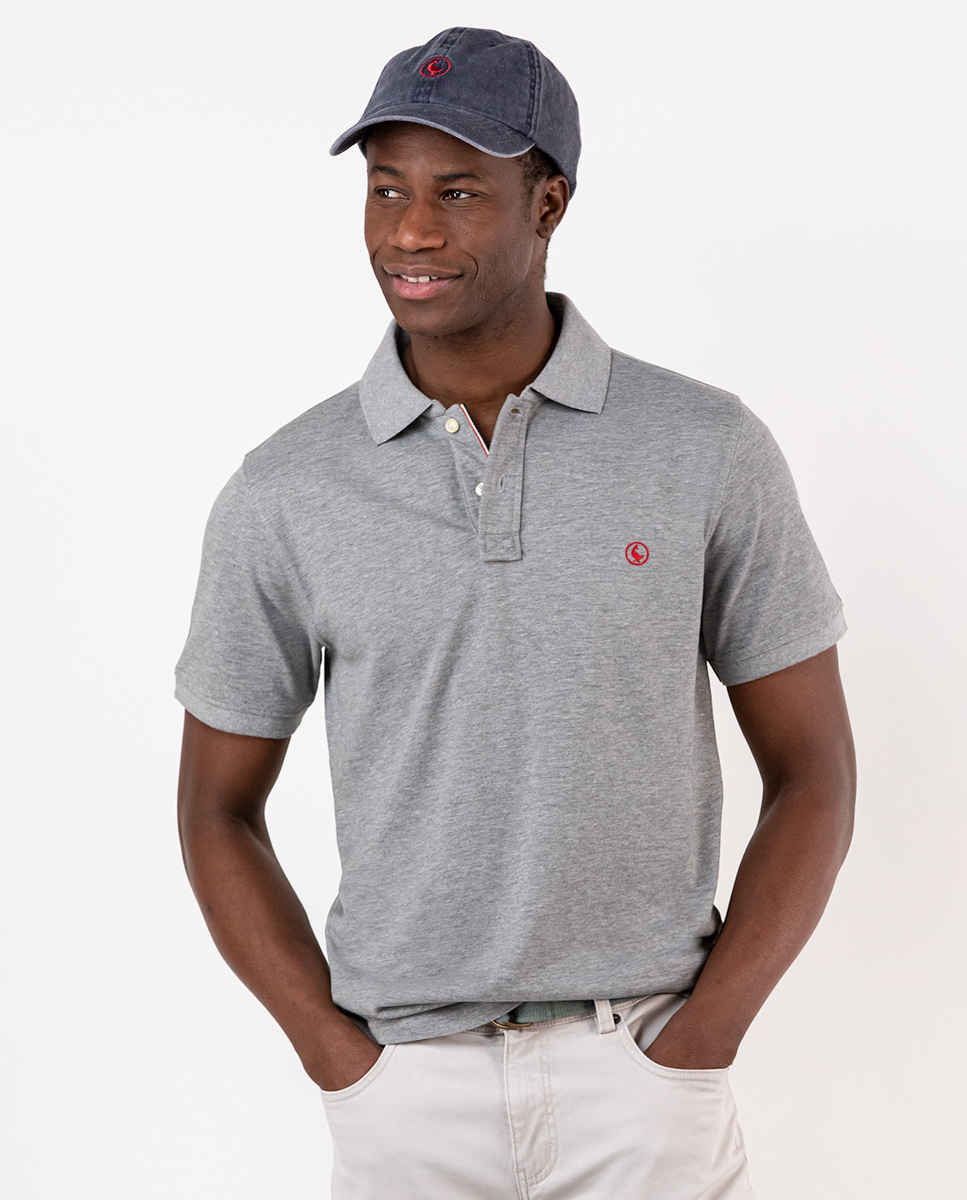 Plain Grey Melange Polo