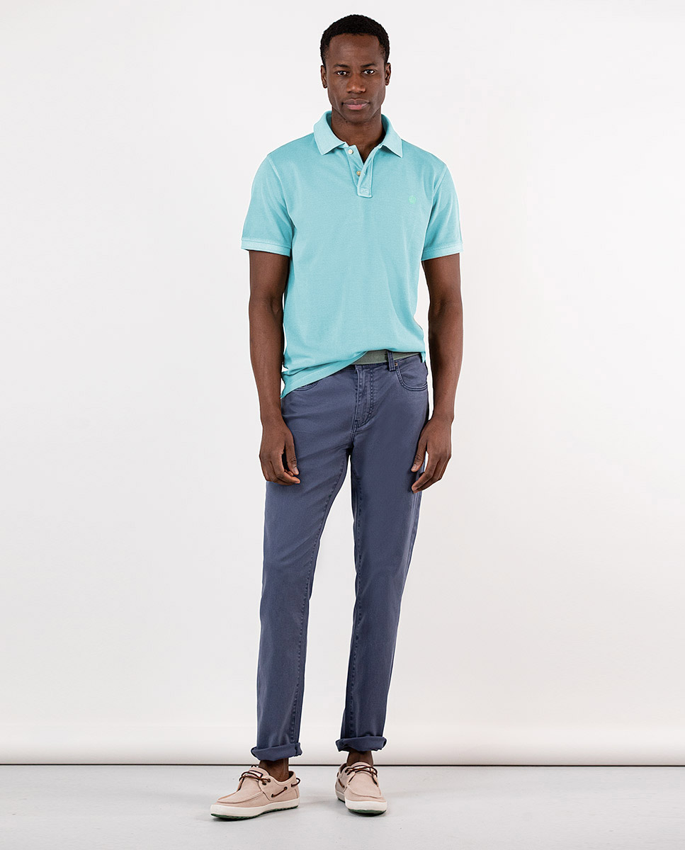 Aqua Green Pigment Garment Dyed Piqué Polo