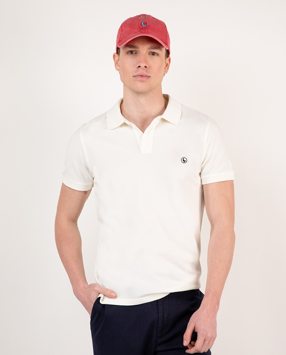 White Garment Dyed Piqué Polo