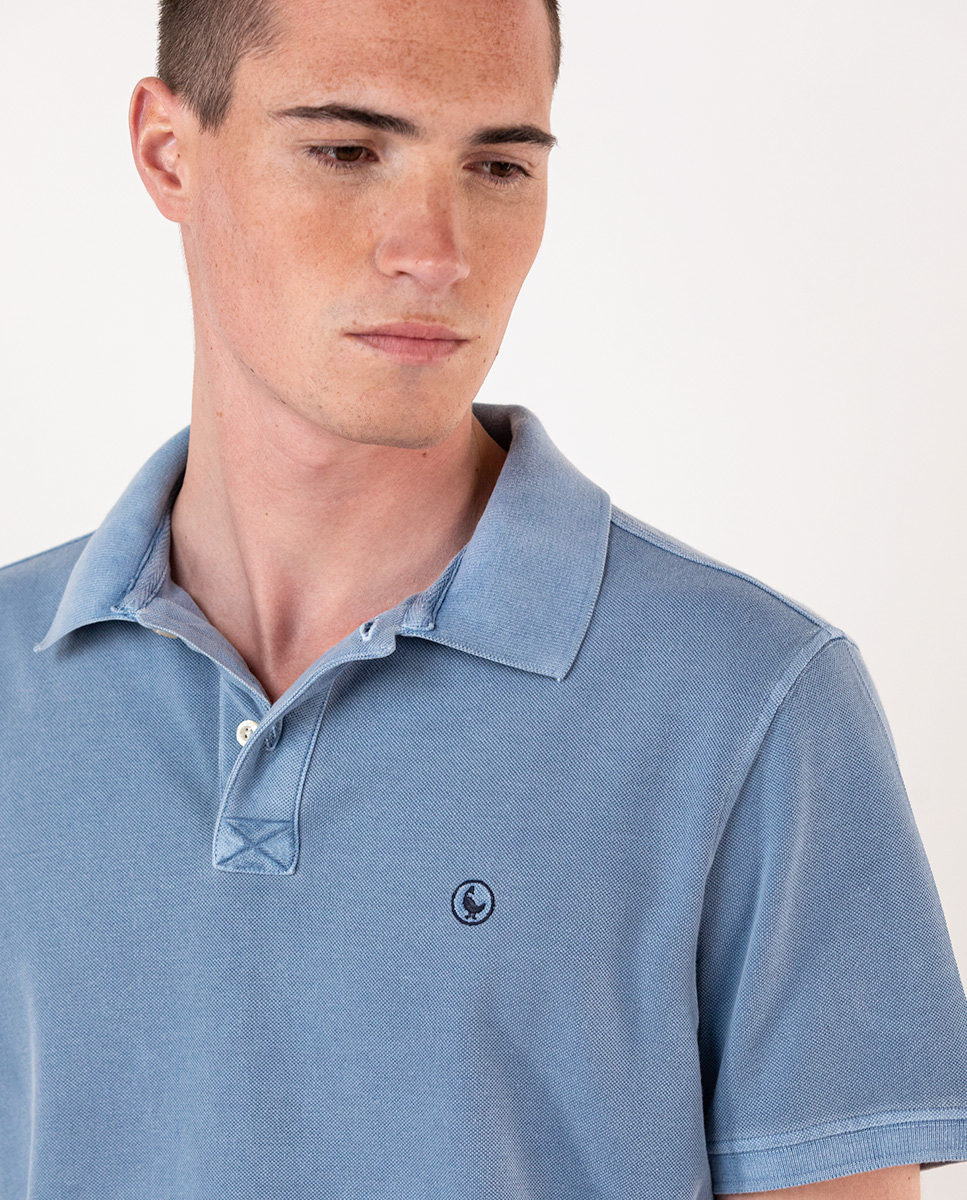 Polo Piqué Garment Dyed Azul