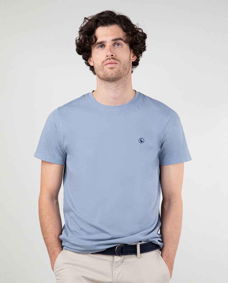 Camiseta Cuello Caja Garment Dyed Gris