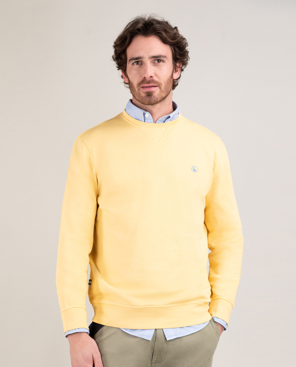 Sudadera Cuello Caja Garment Dyed Mostaza