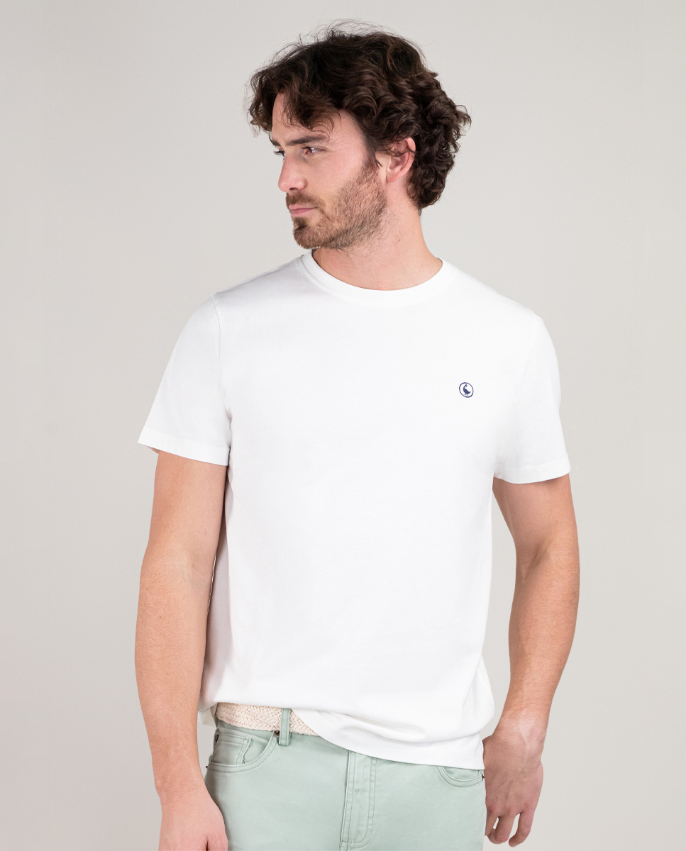 Camiseta Cuello Caja Garment Dyed Blanco